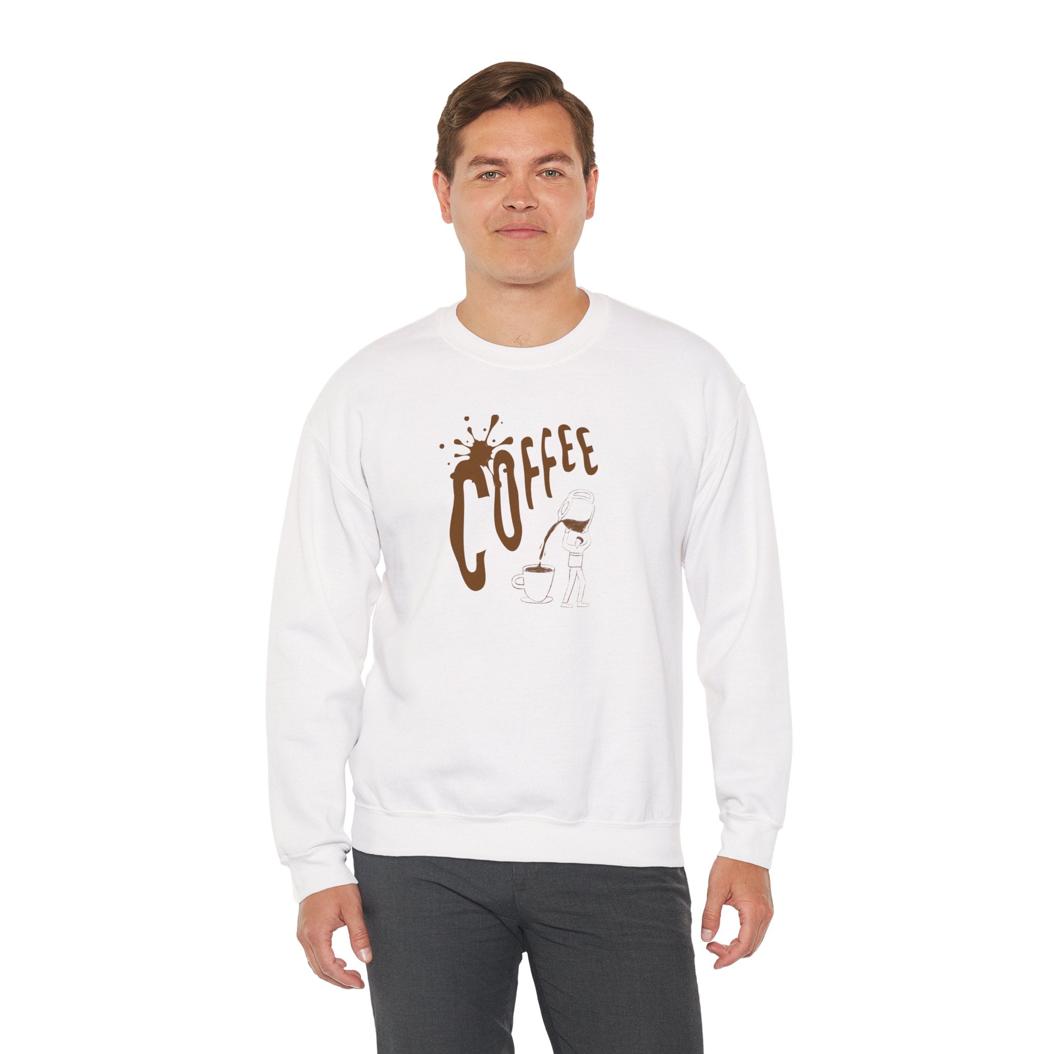 Coffee Lover Crewneck Sweatshirt — Retro Brown Coffee Graphic