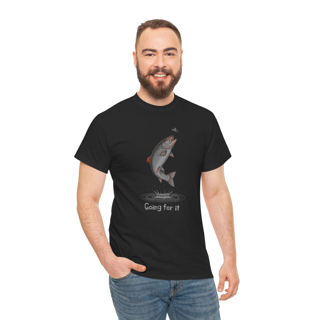 Fishing T‑Shirt — Leaping Trout 'Going for it' Graphic Tee