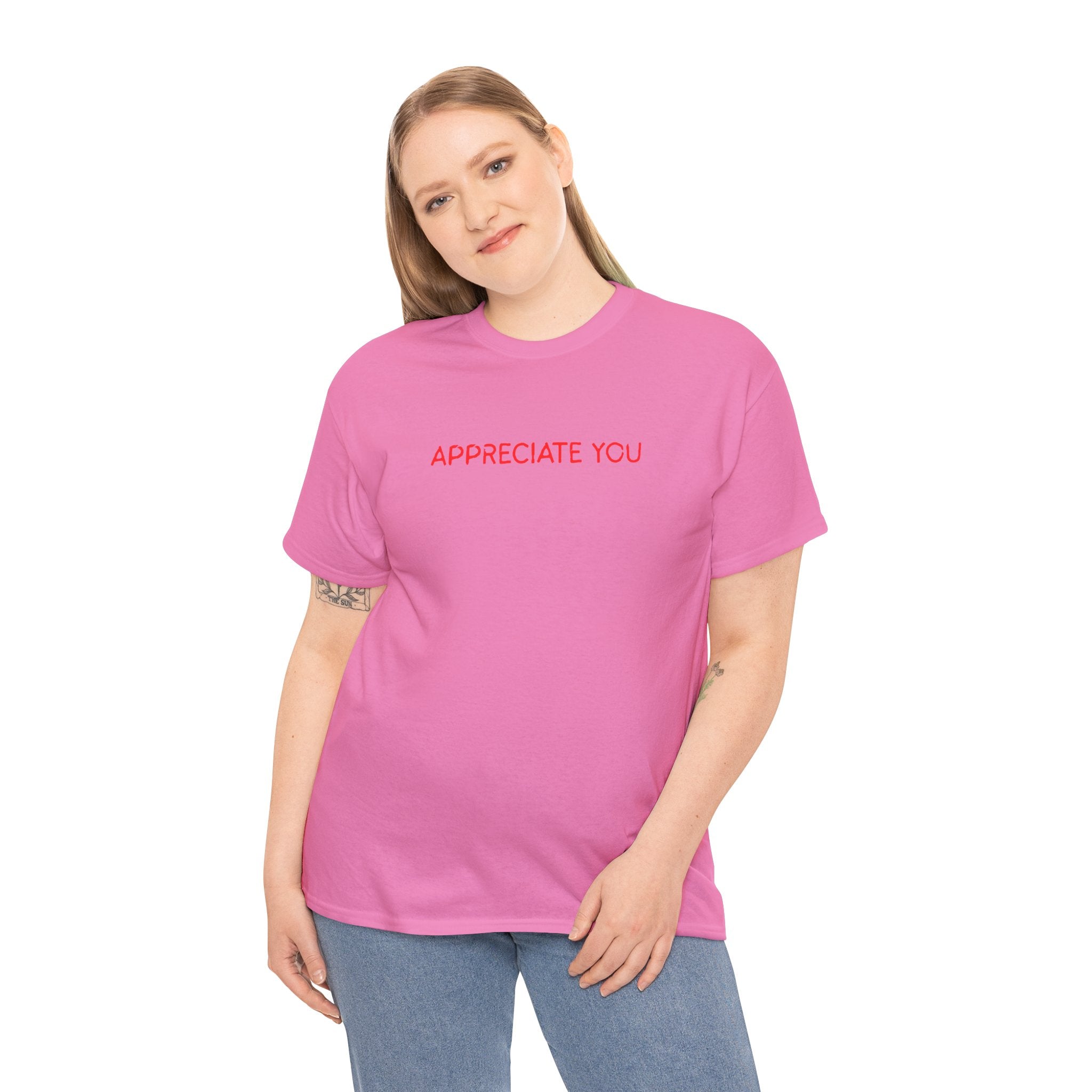 Appreciate You Tee – Minimalist Red Text Graphic T‑Shirt