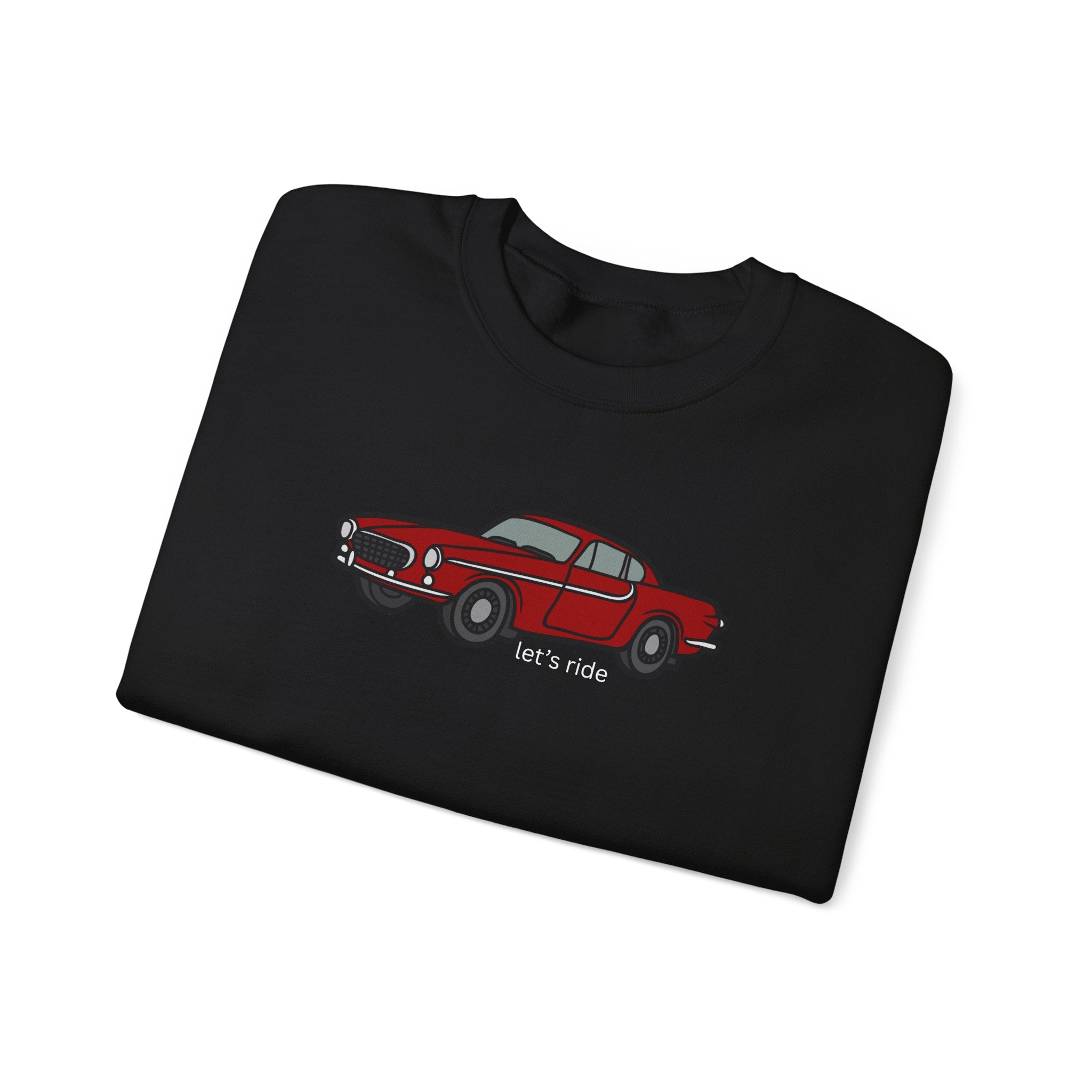 Classic Red Muscle Car Sweatshirt — “let’s ride” Crewneck
