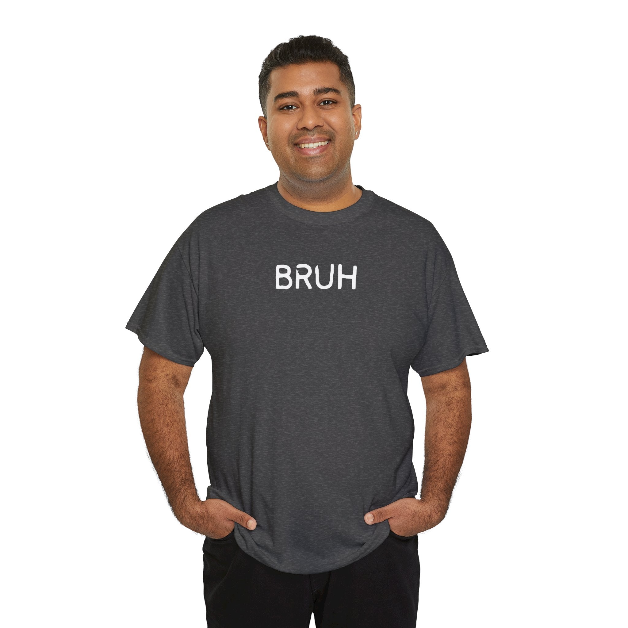 Bruh Minimalist Graphic Tee — Casual Streetwear Shirt with Small Chest Text