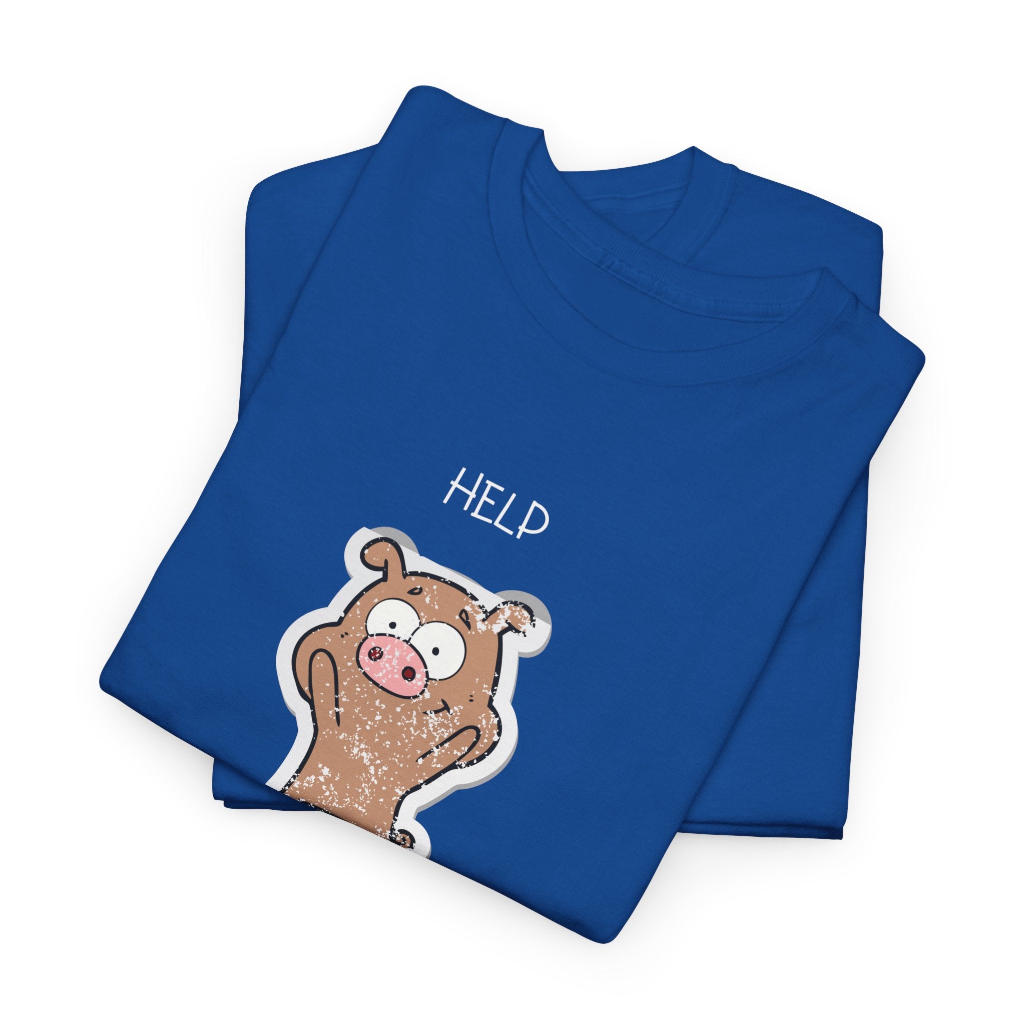 Help Pig Graphic Tee — Cute Distressed Pig Cartoon T-Shirt