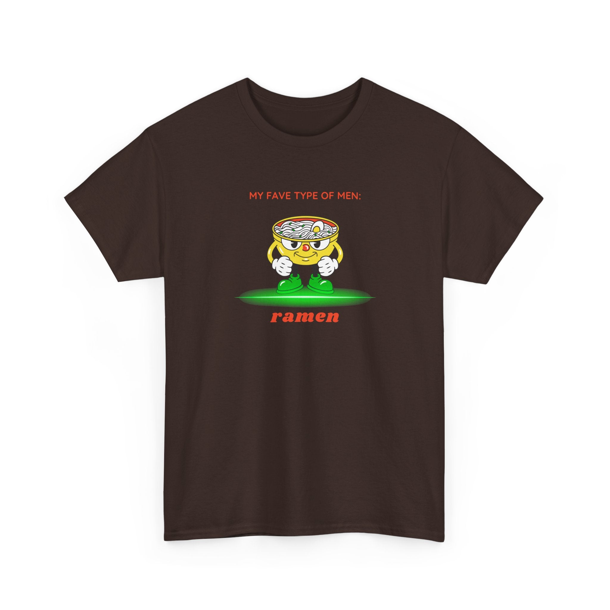 Ramen Bowl Cartoon Tee – "My Favorite Type of Men" Cute Kawaii Noodle Shirt
