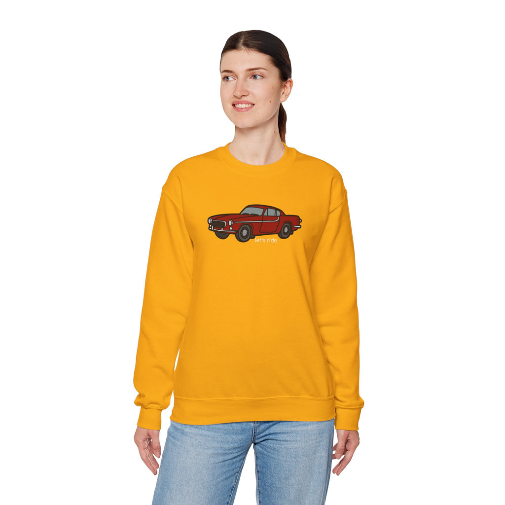 Classic Red Muscle Car Sweatshirt — “let’s ride” Crewneck