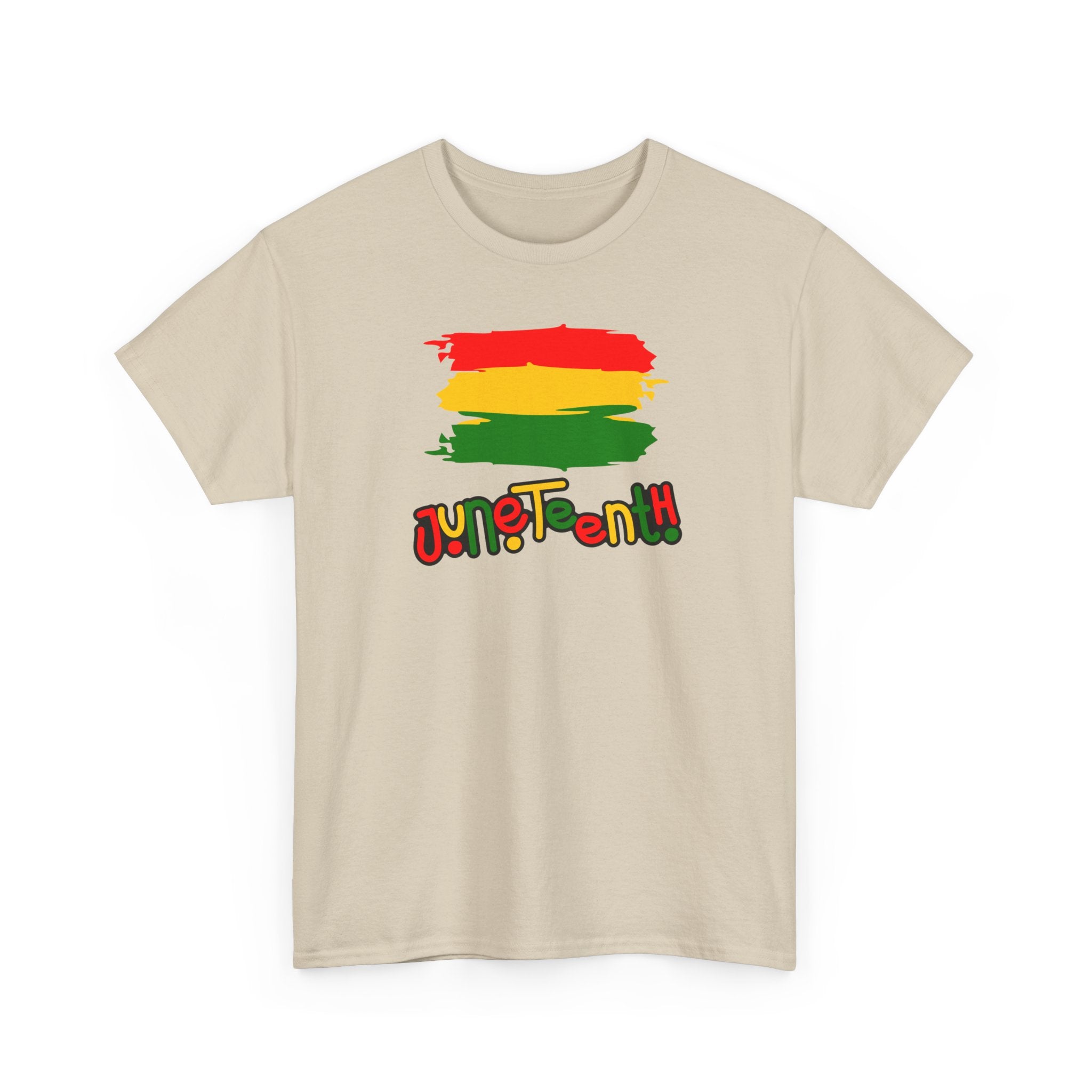 Juneteenth Graphic Tee — Rasta Flag Brushstroke Design