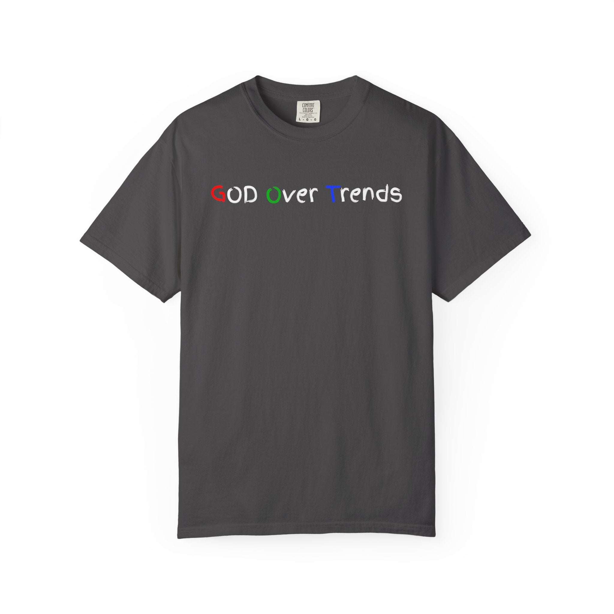 God Over Trends Tee — Retro Colorful Graphic T‑Shirt