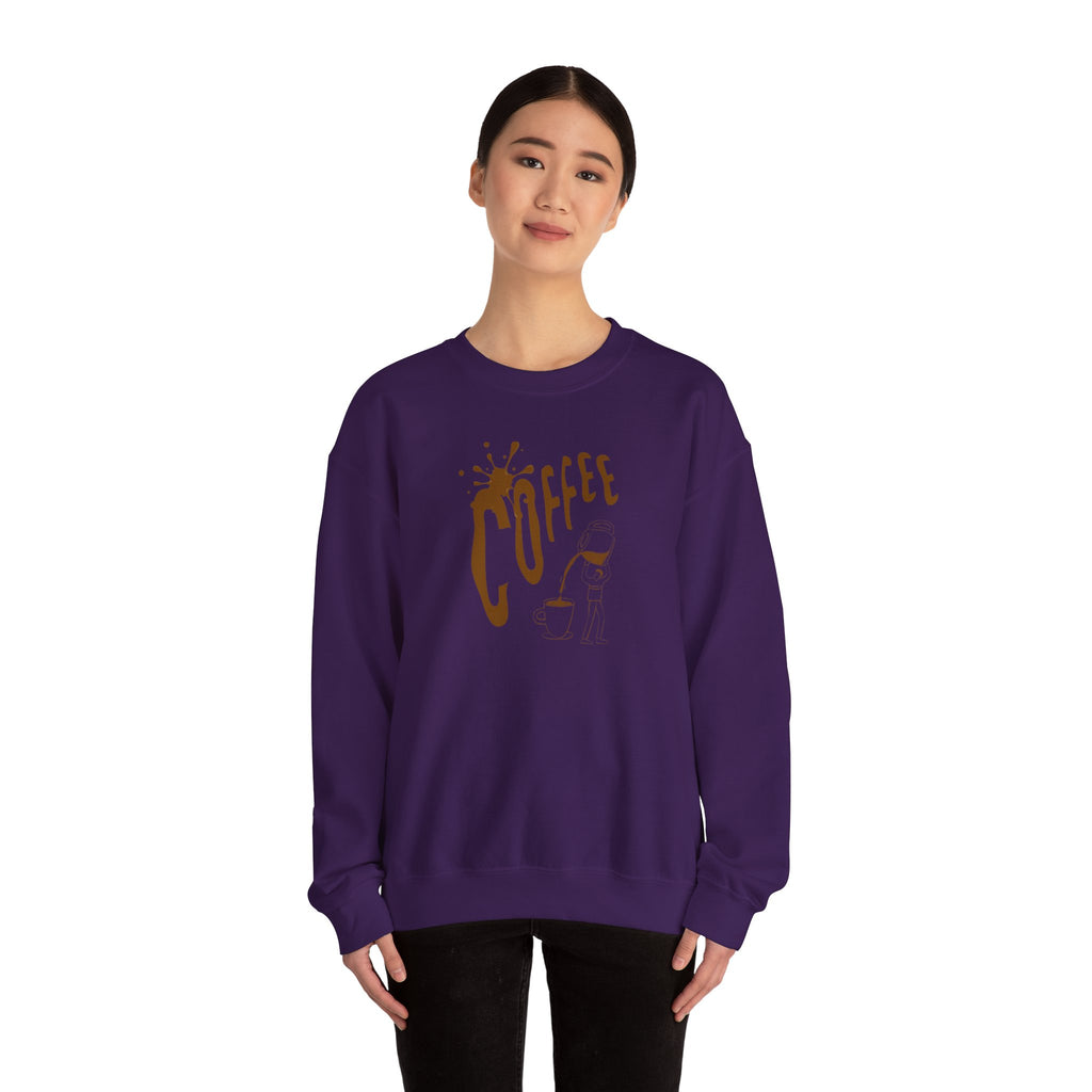 Coffee Lover Crewneck Sweatshirt — Retro Brown Coffee Graphic