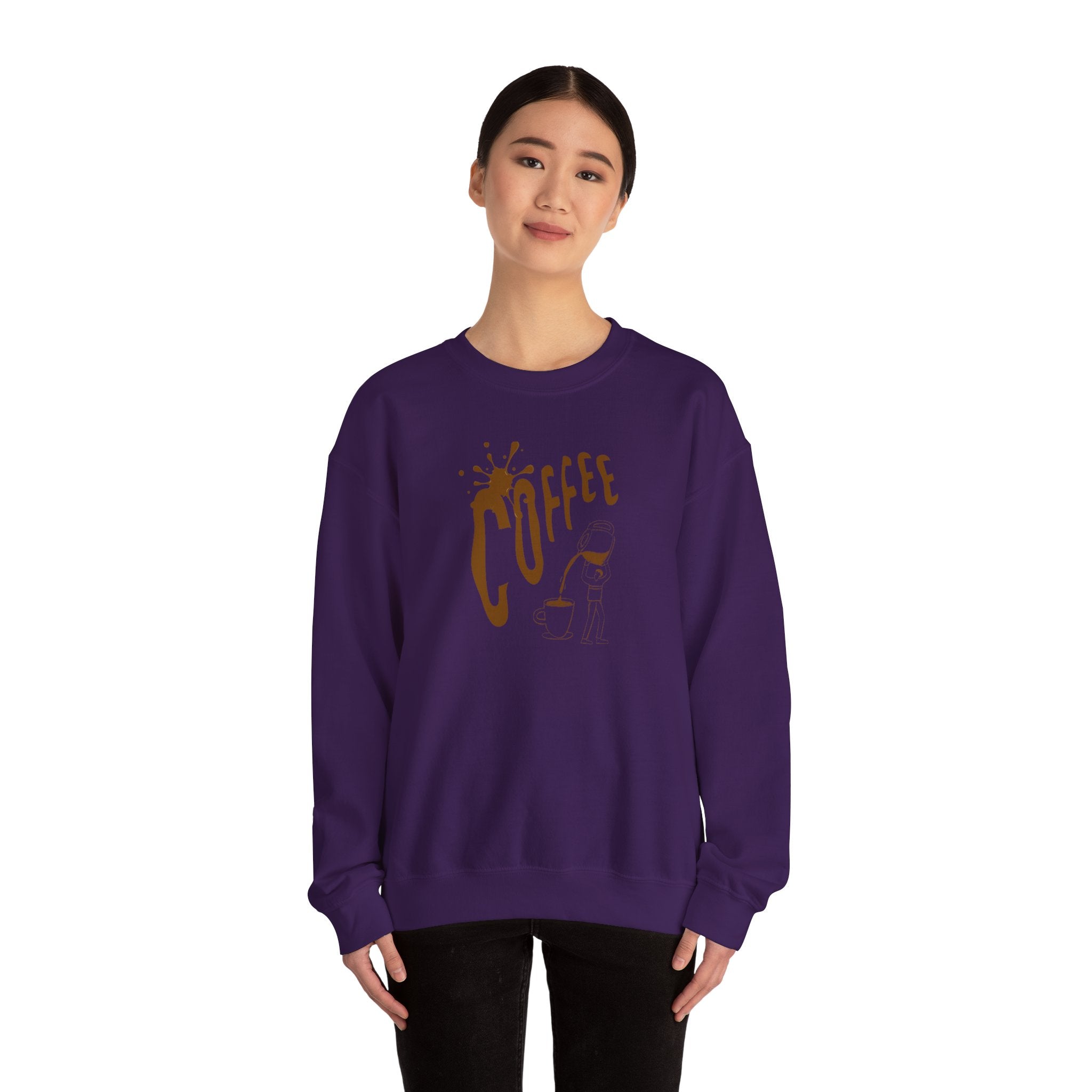 Coffee Lover Crewneck Sweatshirt — Retro Brown Coffee Graphic