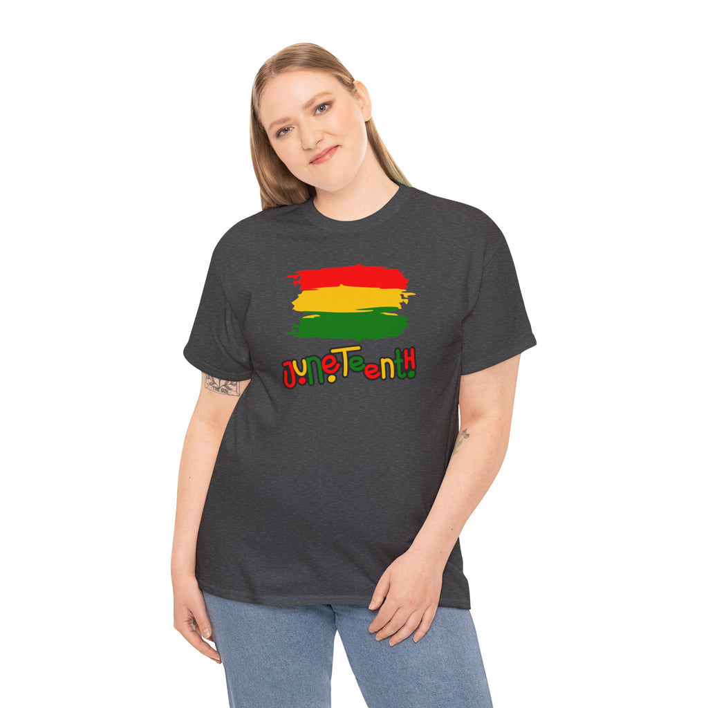 Juneteenth Graphic Tee — Rasta Flag Brushstroke Design