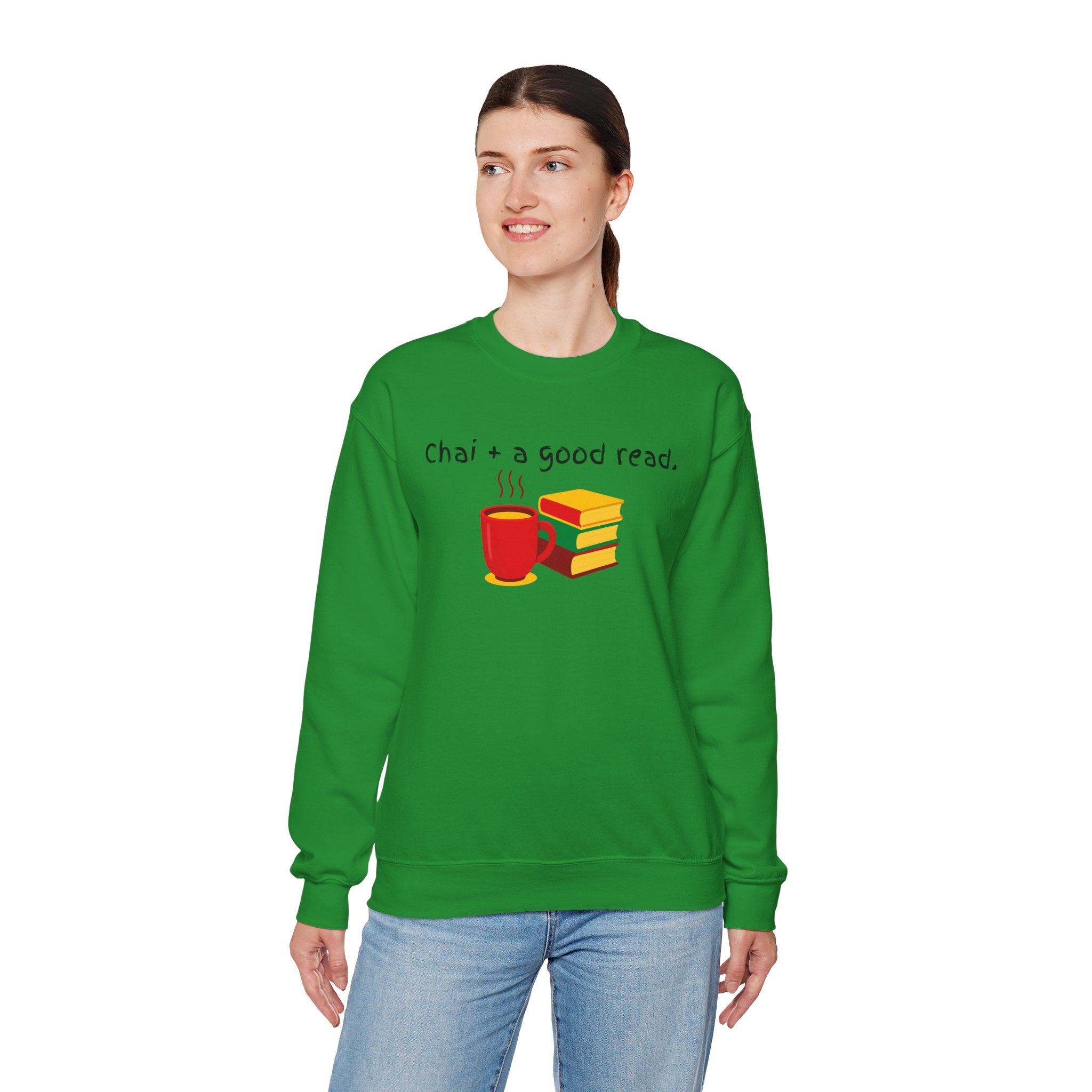 Cozy Reading Sweatshirt — "Chai + a Good Read" Crewneck