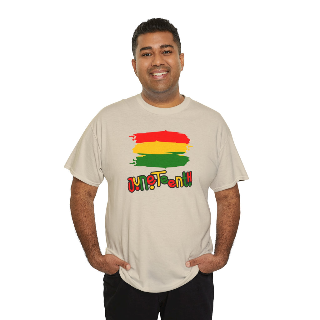 Juneteenth Graphic Tee — Rasta Flag Brushstroke Design