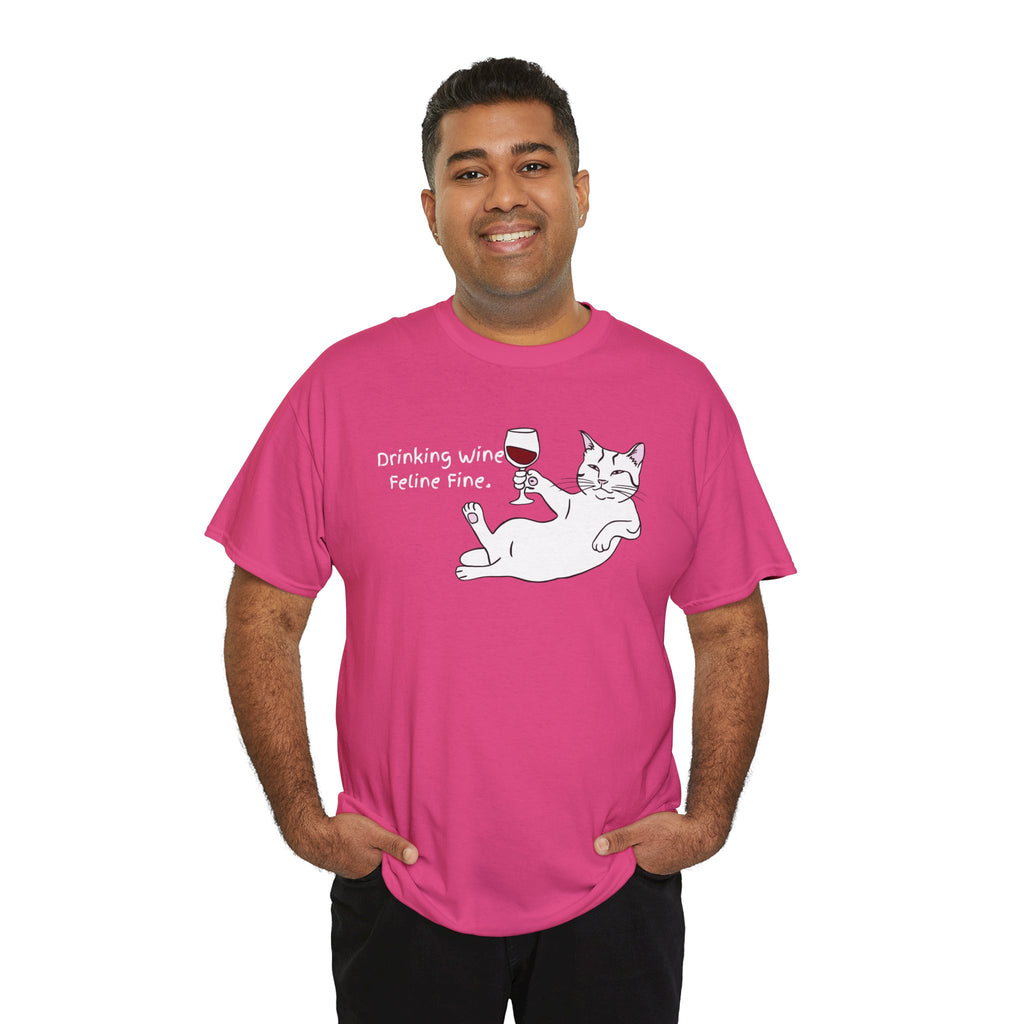 Drinking Wine, Feline Fine Cat Tee