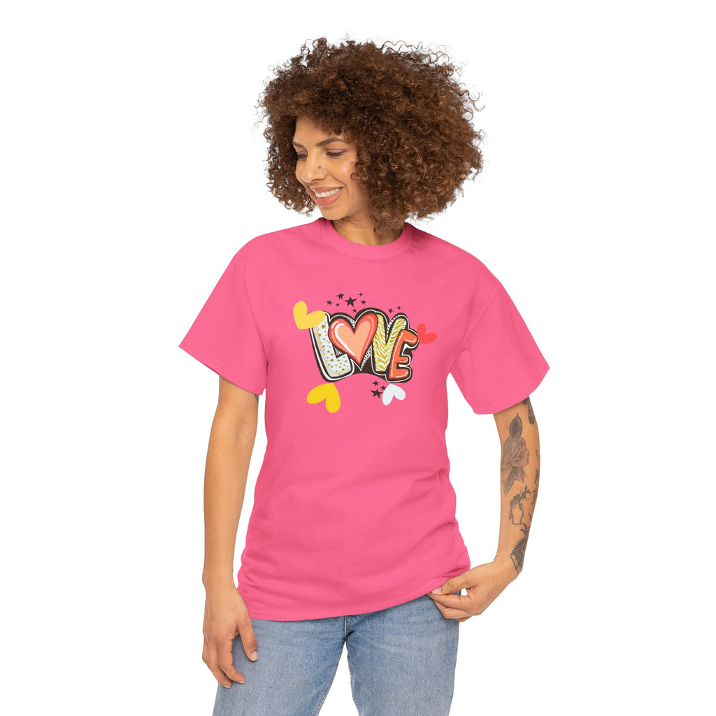 Love Heart Graphic Tee — Retro Doodle "LOVE" Design