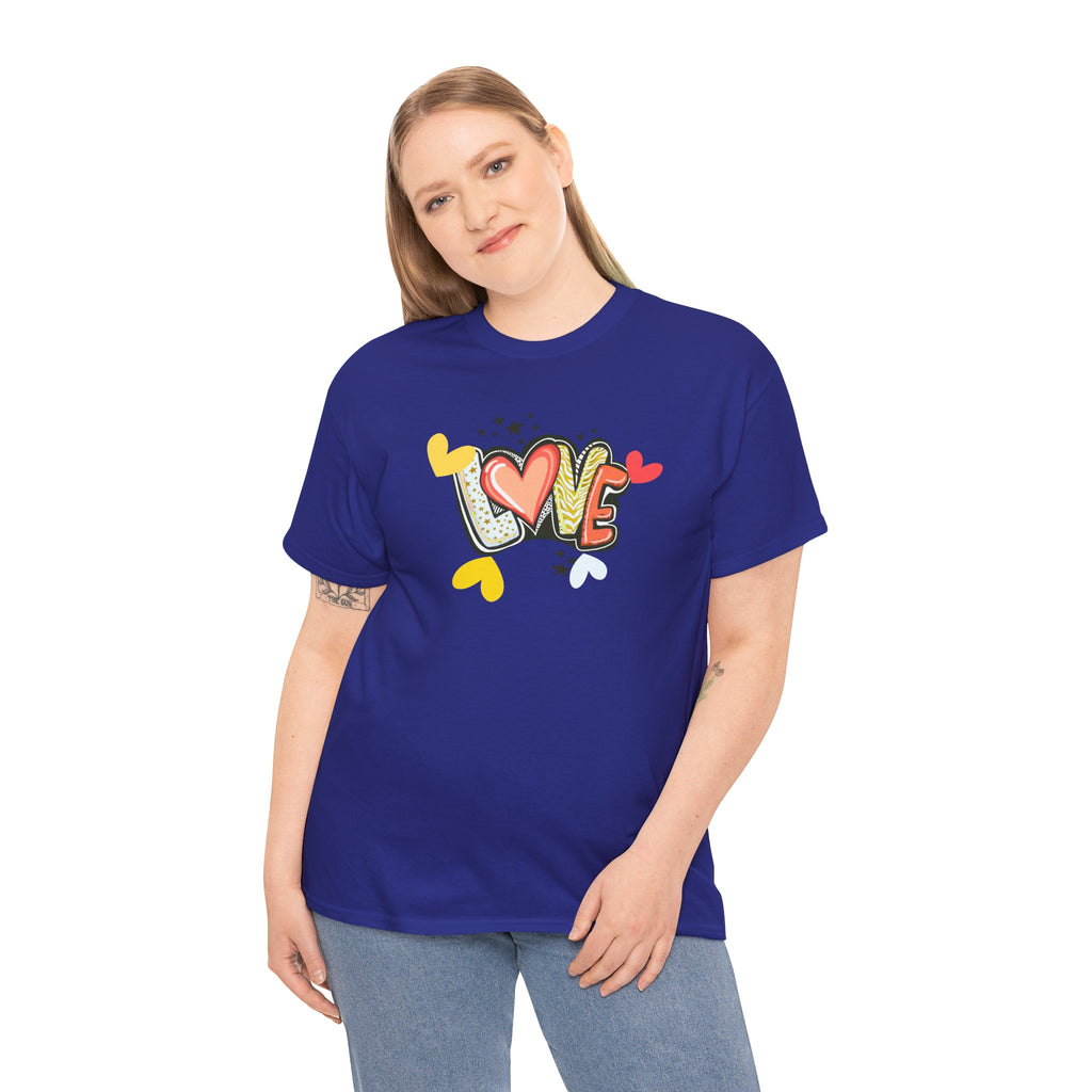 Love Heart Graphic Tee — Retro Doodle "LOVE" Design