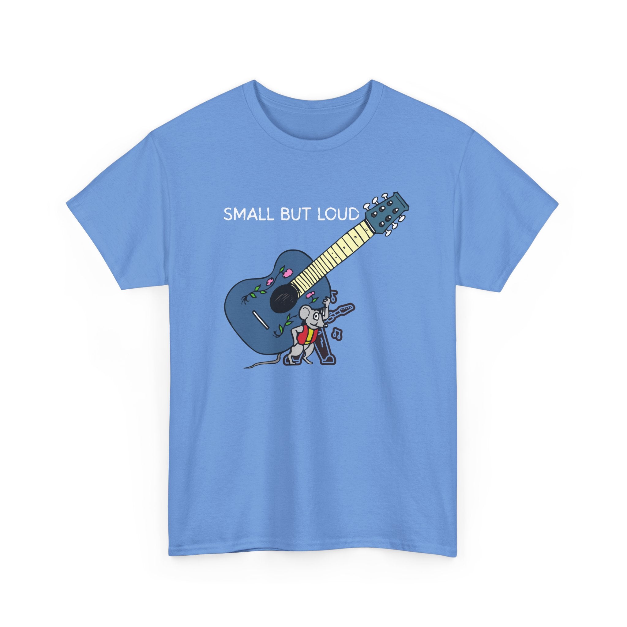 T-Shirt — "Small But Loud" Cute Mouse with Guitar Graphic