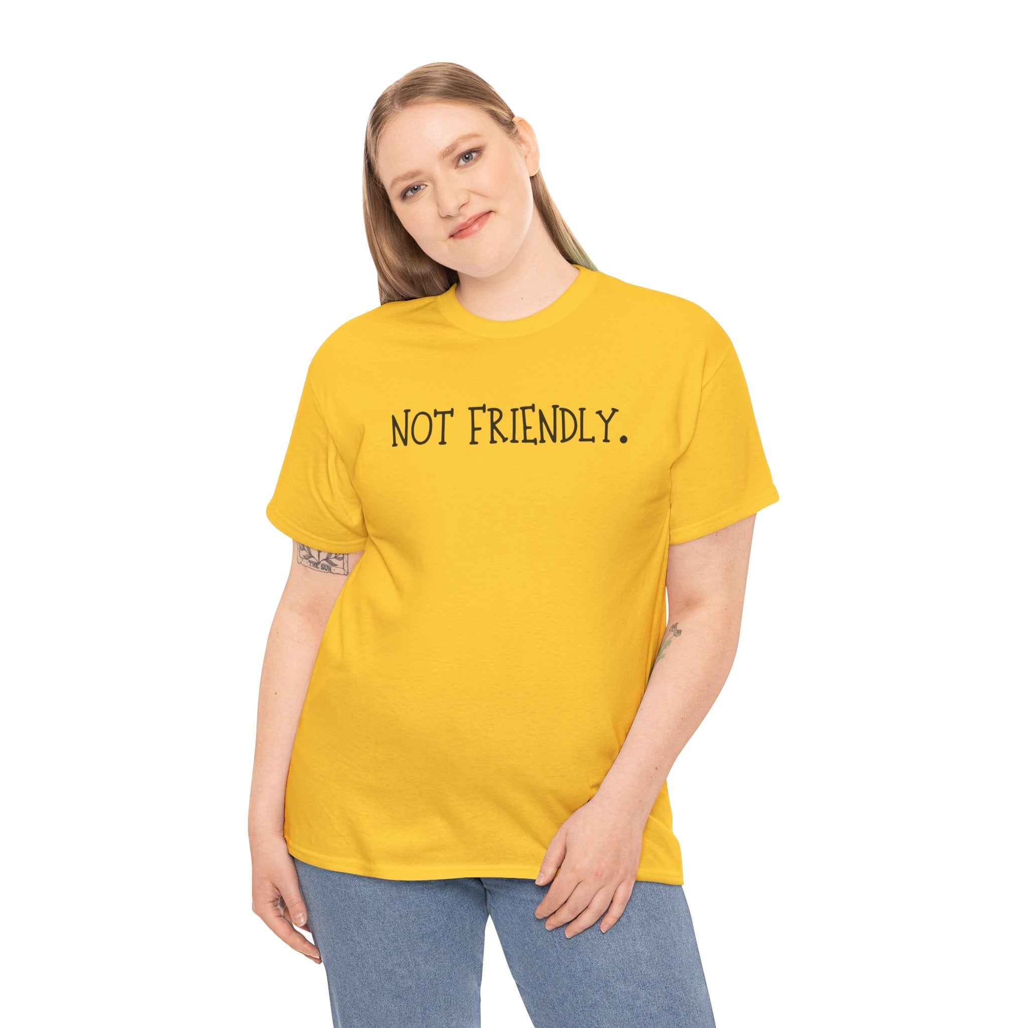 T-Shirt — "Not Friendly." Minimalist Statement Tee