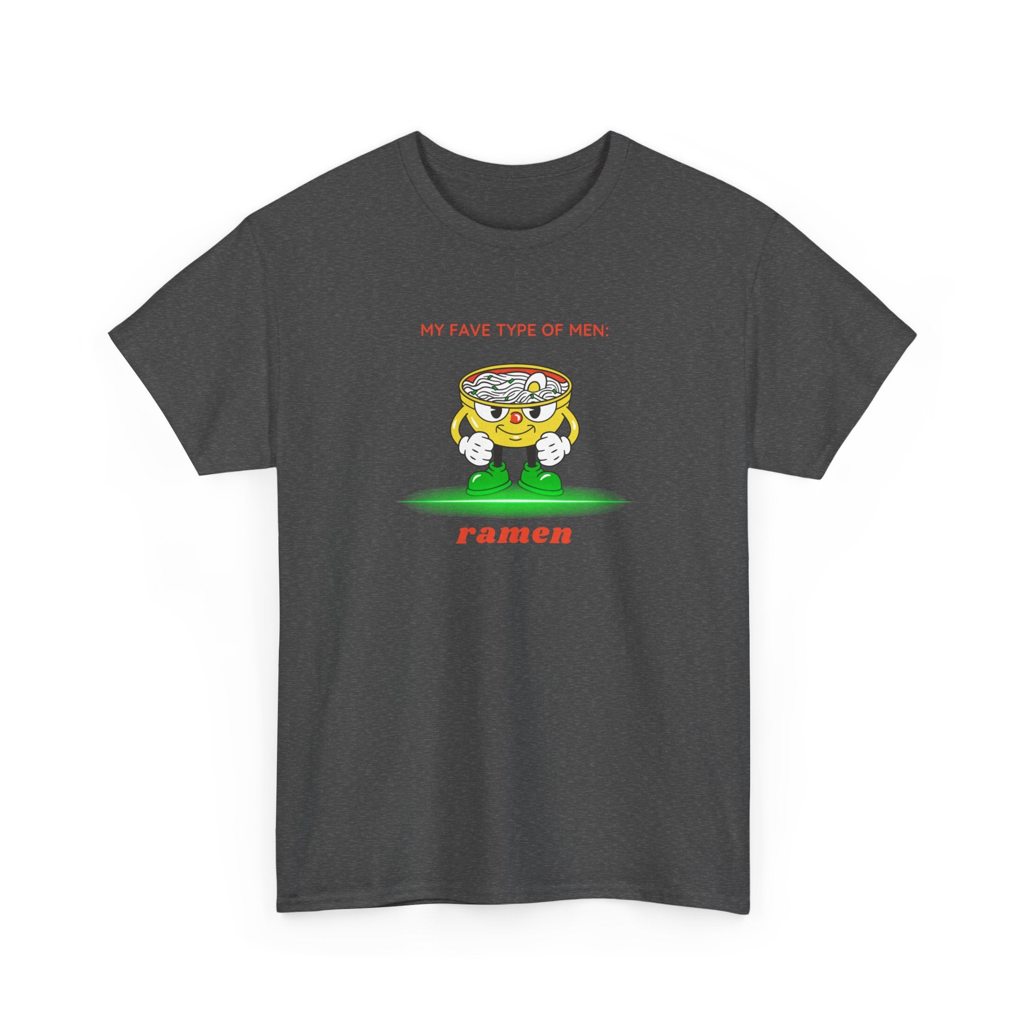 Ramen Bowl Cartoon Tee – "My Favorite Type of Men" Cute Kawaii Noodle Shirt
