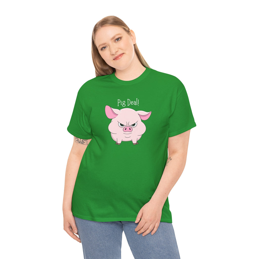 Pig Deal! Cute Angry Pig Graphic Tee — Funny Farm Animal T-Shirt
