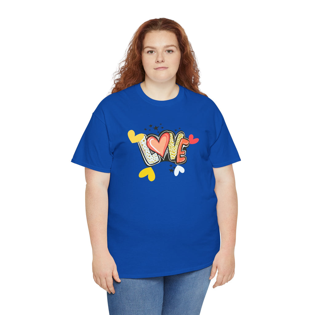 Love Heart Graphic Tee — Retro Doodle "LOVE" Design