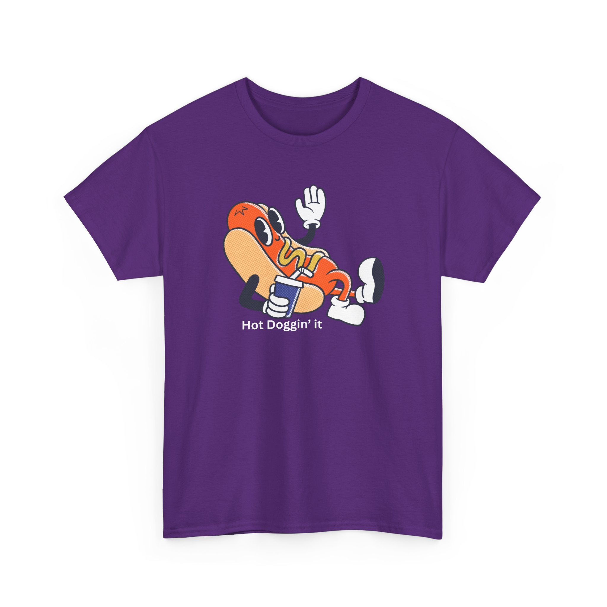 Hot Dog Character T‑Shirt – Retro Cartoon Dancing Sausage Tee
