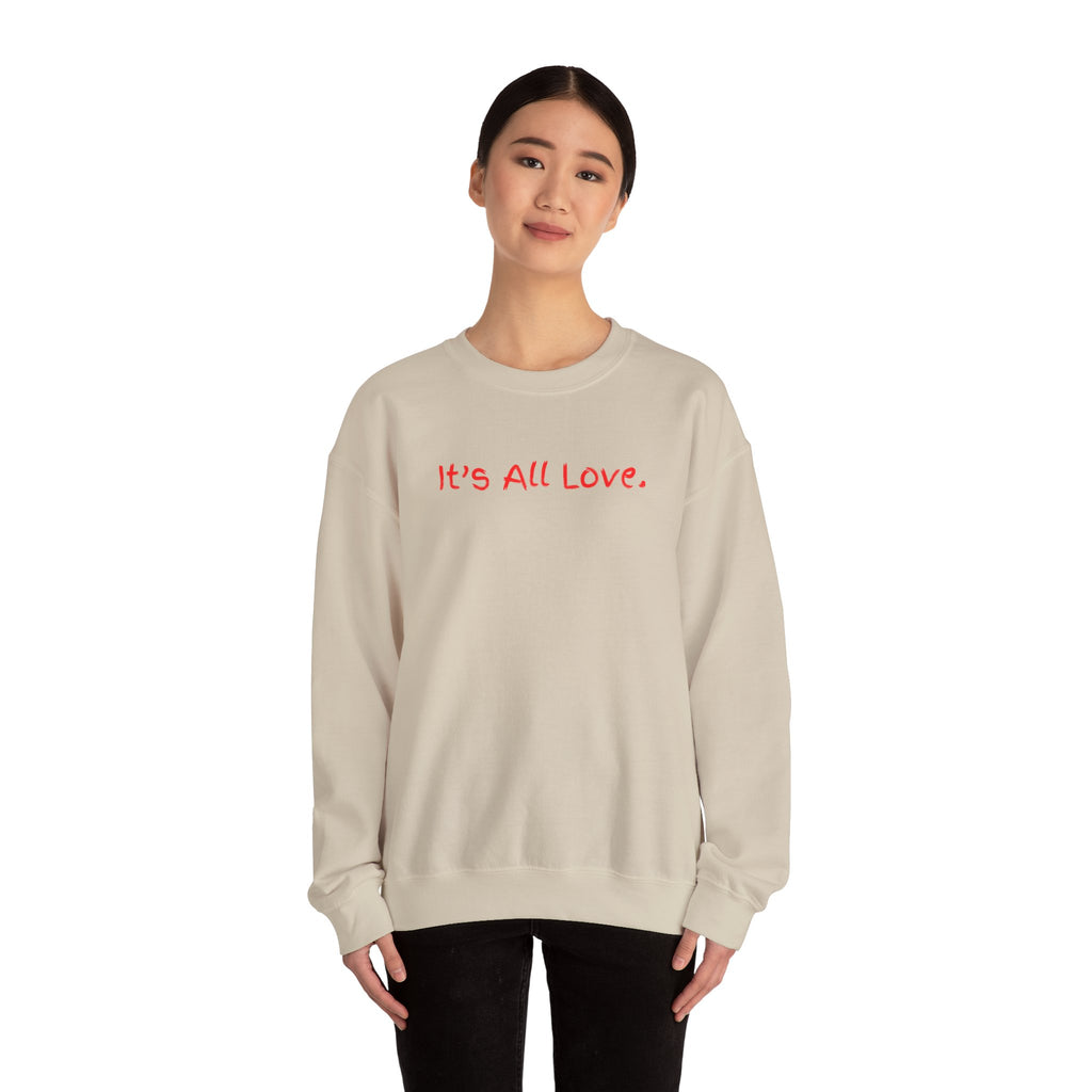It's All Love Crewneck Sweatshirt — Casual Unisex Black Pullover