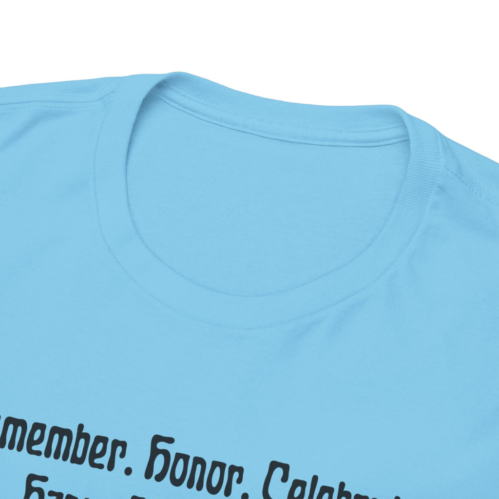 Juneteenth Celebration T‑Shirt — "Remember. Honor. Celebrate. Happy Juneteenth" with Pan-African Heart Design