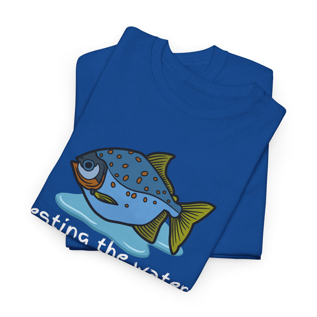 Fishing T‑Shirt — 'Testing the Waters' Blue Fish Tee