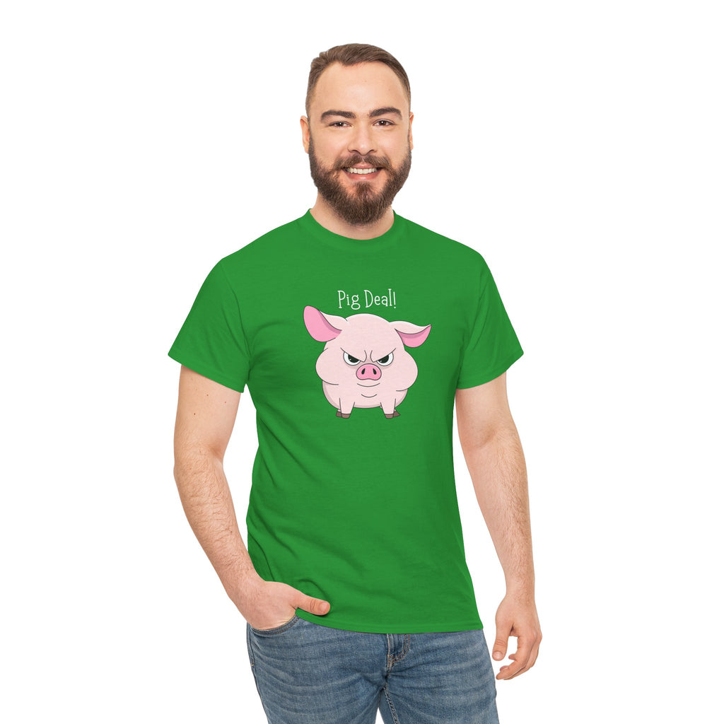 Pig Deal! Cute Angry Pig Graphic Tee — Funny Farm Animal T-Shirt
