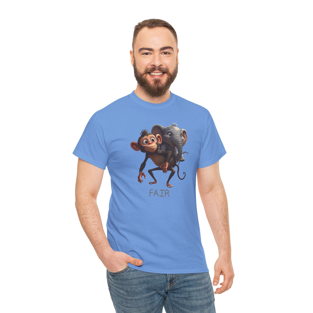 Monkey and Elephant 'Fair' Graphic Tee — Cute Animal Friendship T-Shirt