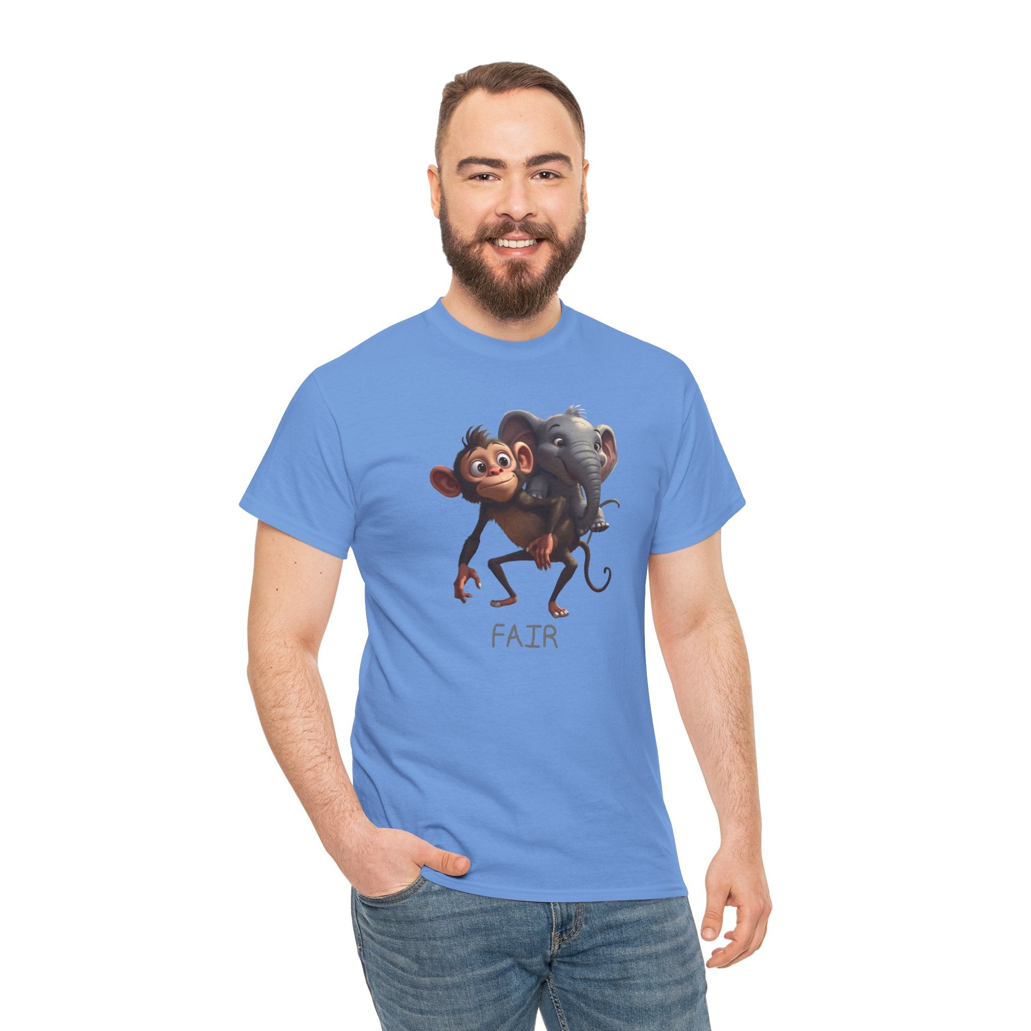 Monkey and Elephant 'Fair' Graphic Tee — Cute Animal Friendship T-Shirt