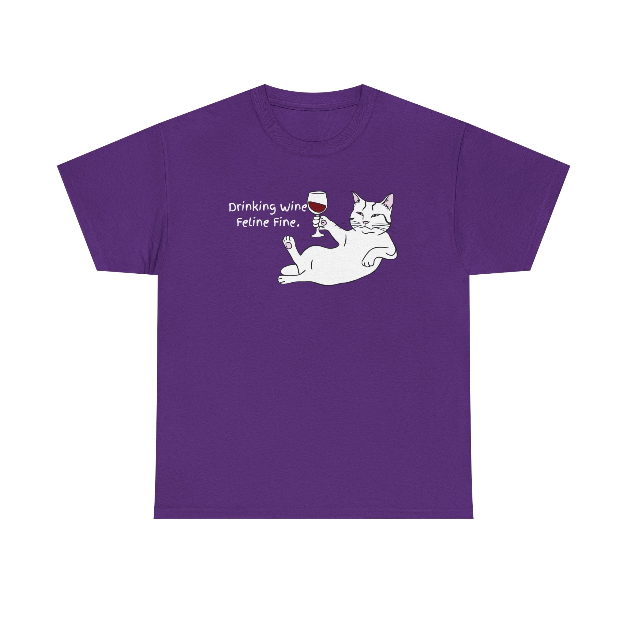 Drinking Wine, Feline Fine Cat Tee