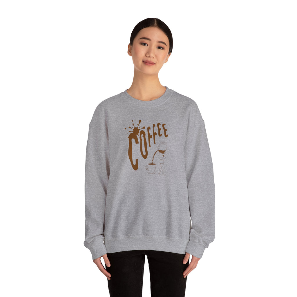 Coffee Lover Crewneck Sweatshirt — Retro Brown Coffee Graphic