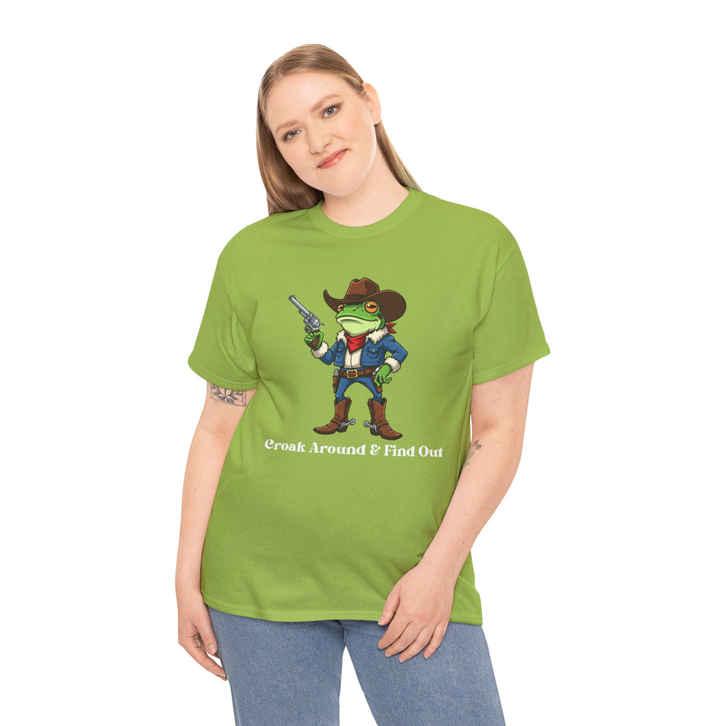 Cowboy Frog T-Shirt - "Croak Around & Find Out" Funny Western Graphic Tee