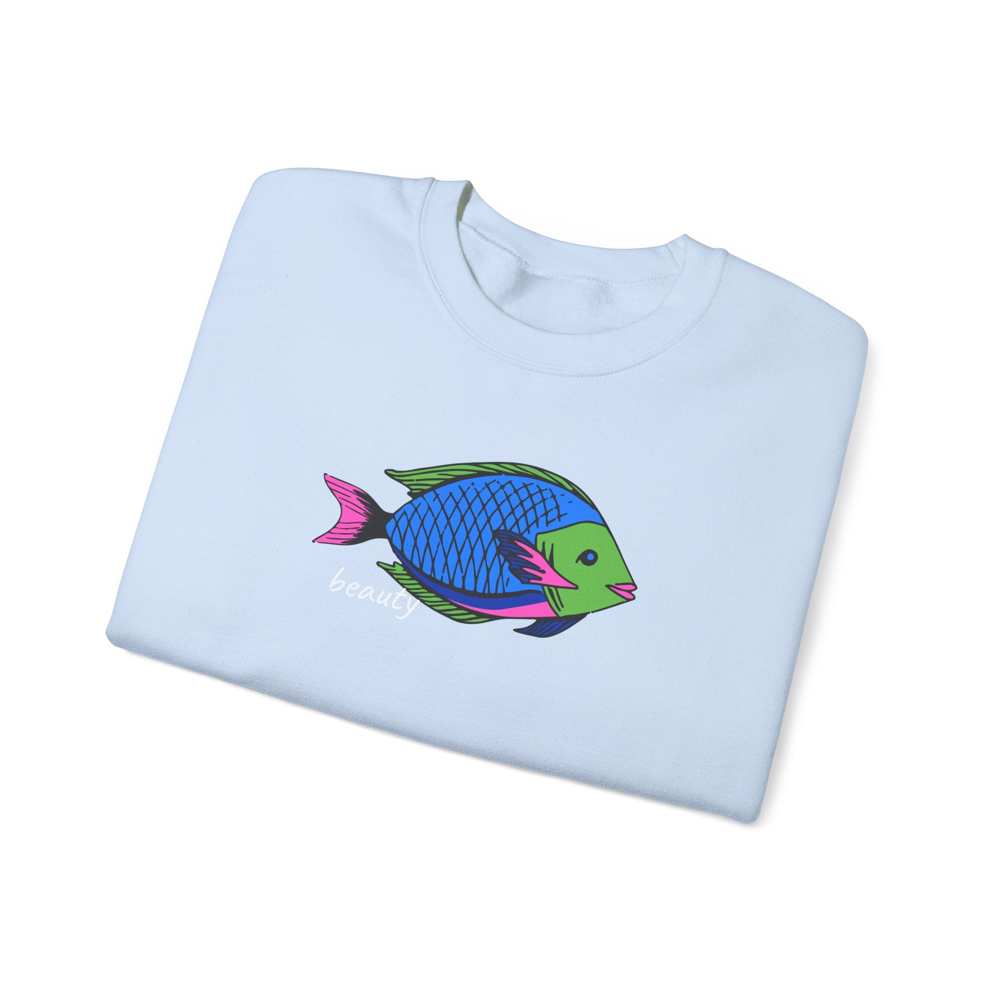 Fish Graphic Sweatshirt — Neon Tropical Fish 'beauty' Crewneck