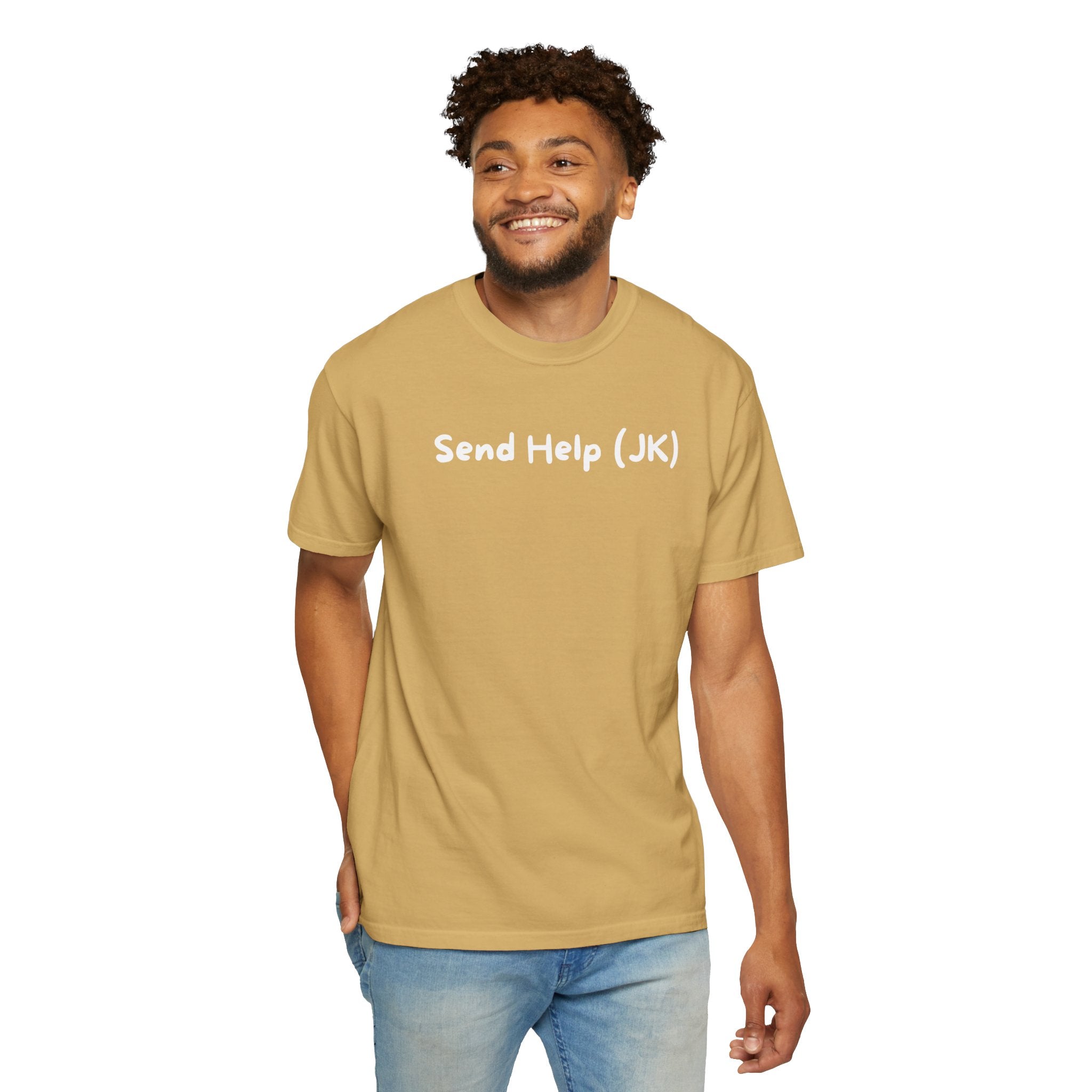 T-Shirt — "Send Help (JK)" Casual Graphic Tee