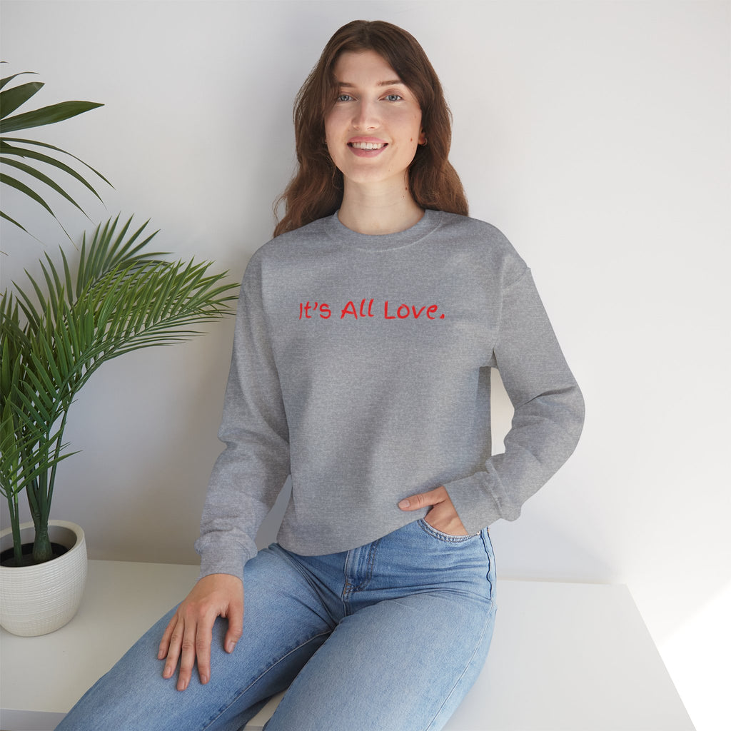 It's All Love Crewneck Sweatshirt — Casual Unisex Black Pullover