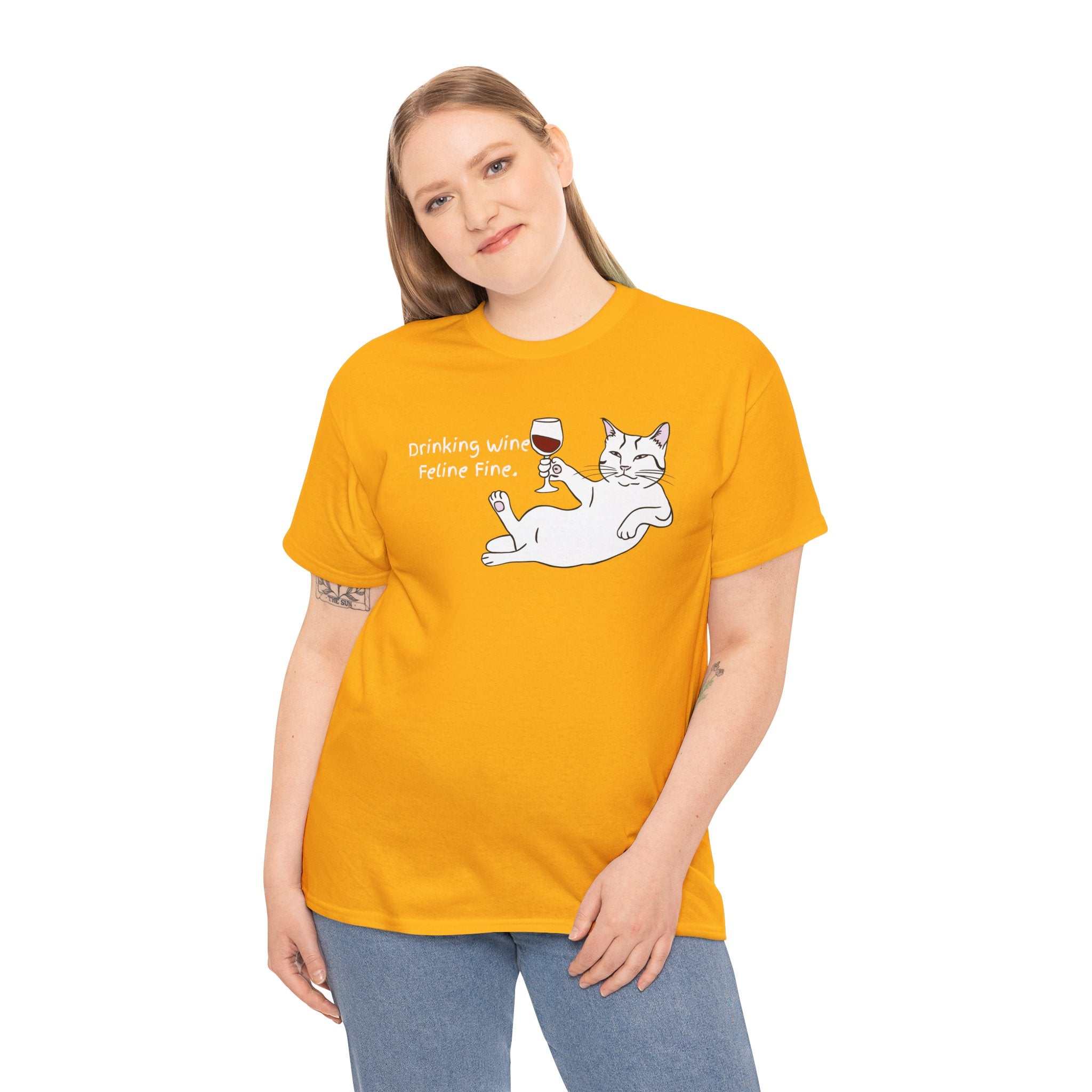 Drinking Wine, Feline Fine Cat Tee