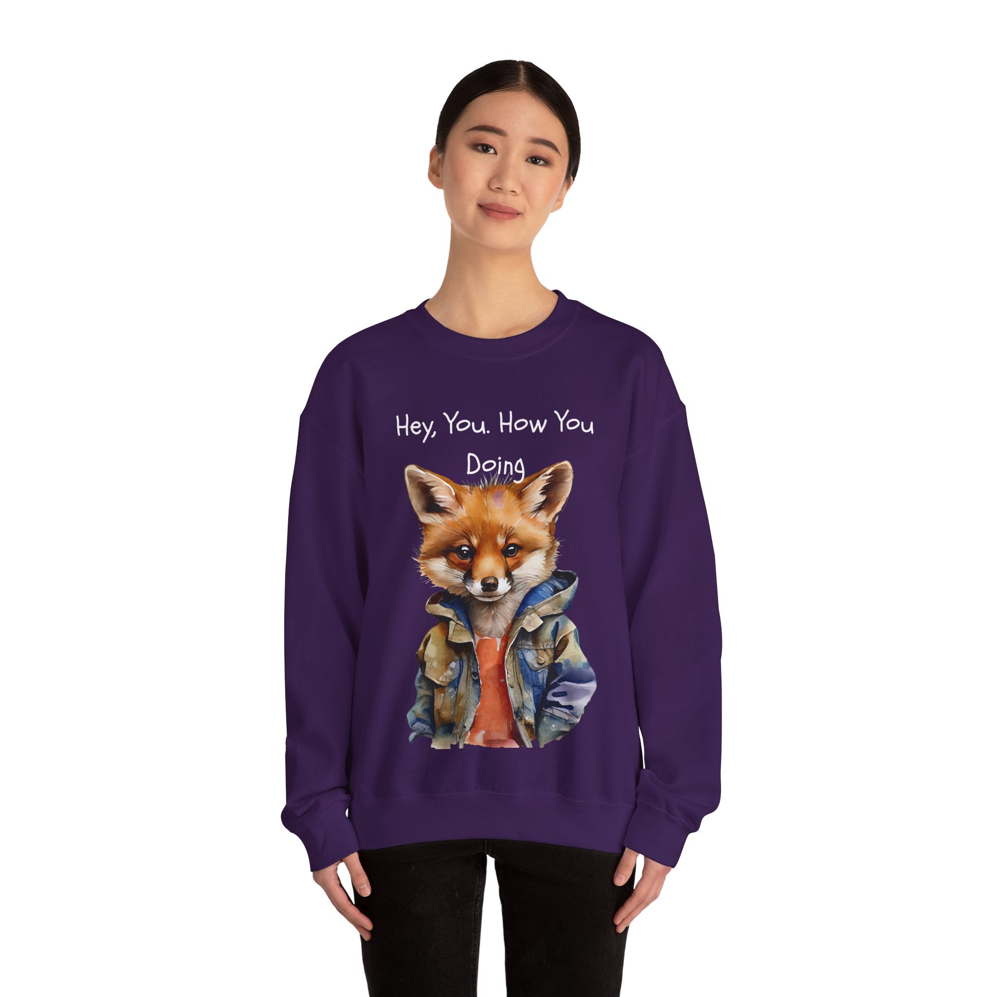 Fox Graphic Crewneck Sweatshirt — "Hey, You. How You Doing" Cozy Pullover