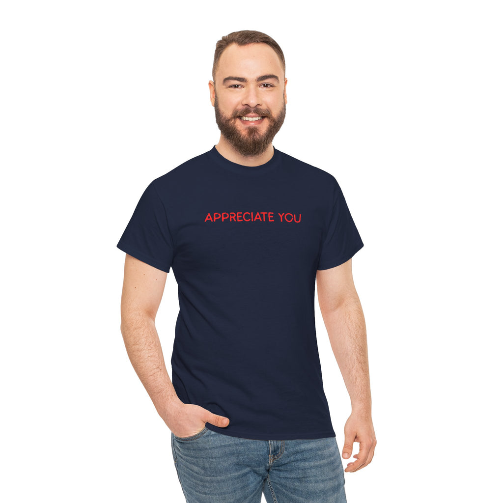 Appreciate You Tee – Minimalist Red Text Graphic T‑Shirt