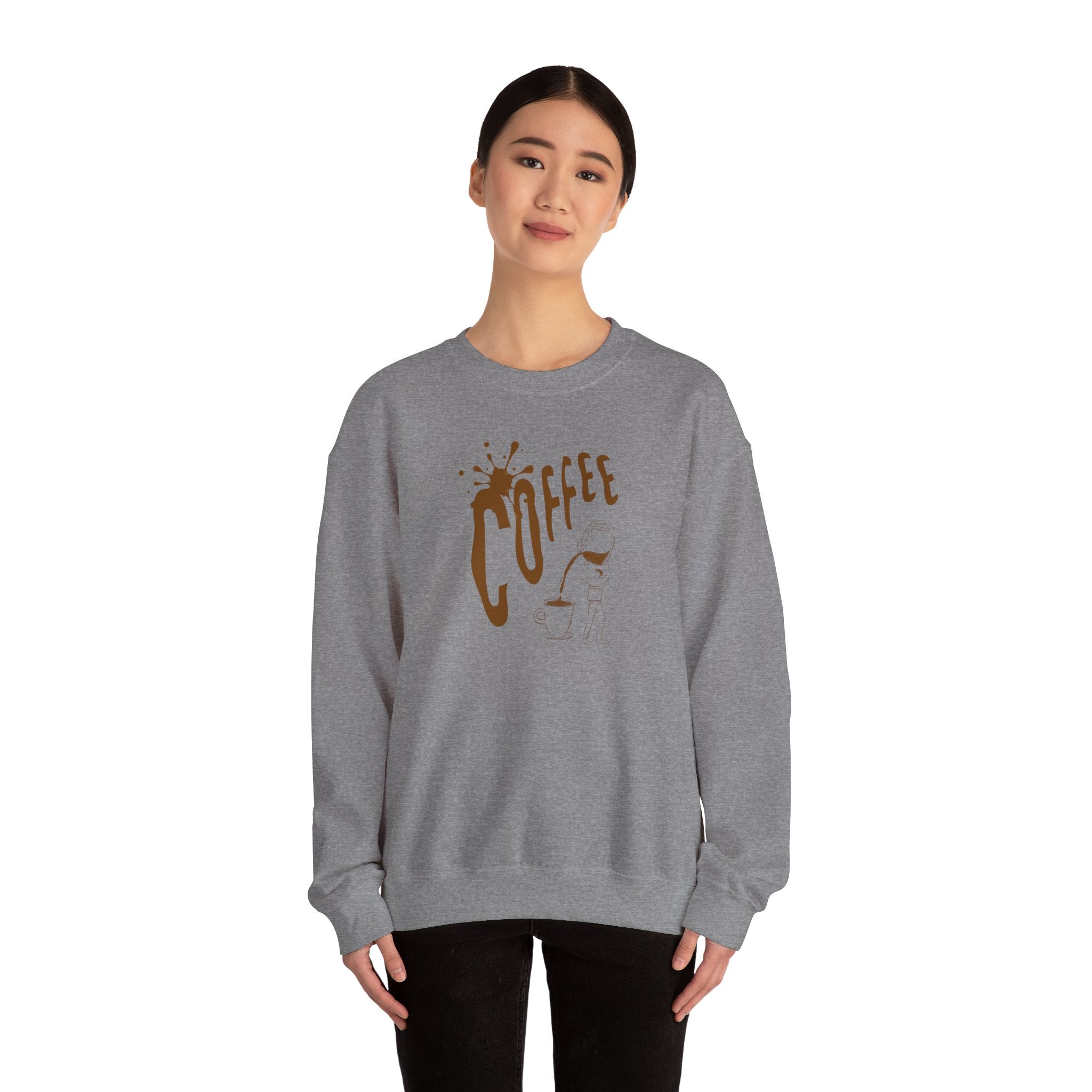 Coffee Lover Crewneck Sweatshirt — Retro Brown Coffee Graphic
