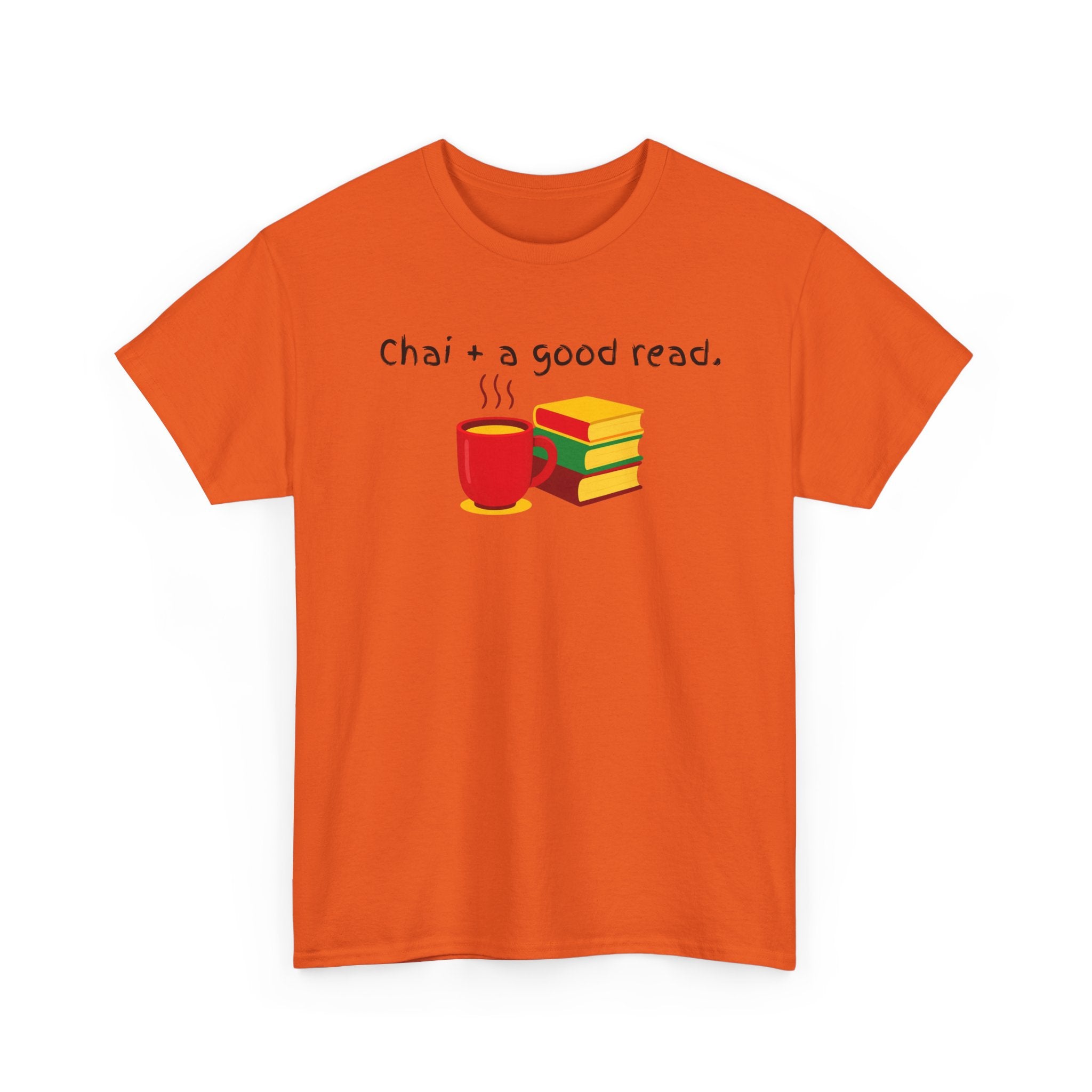Chai + A Good Read T-Shirt — Tea & Books Graphic Tee for Book Lovers