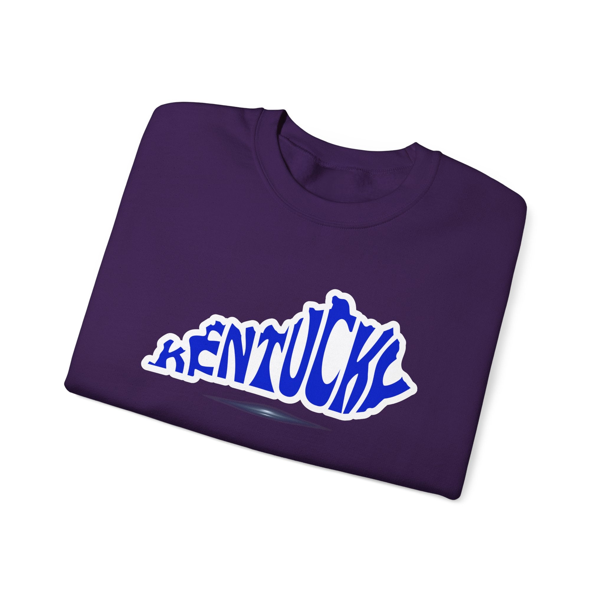 Kentucky State Outline Crewneck Sweatshirt — Blue 'Kentucky' Typography