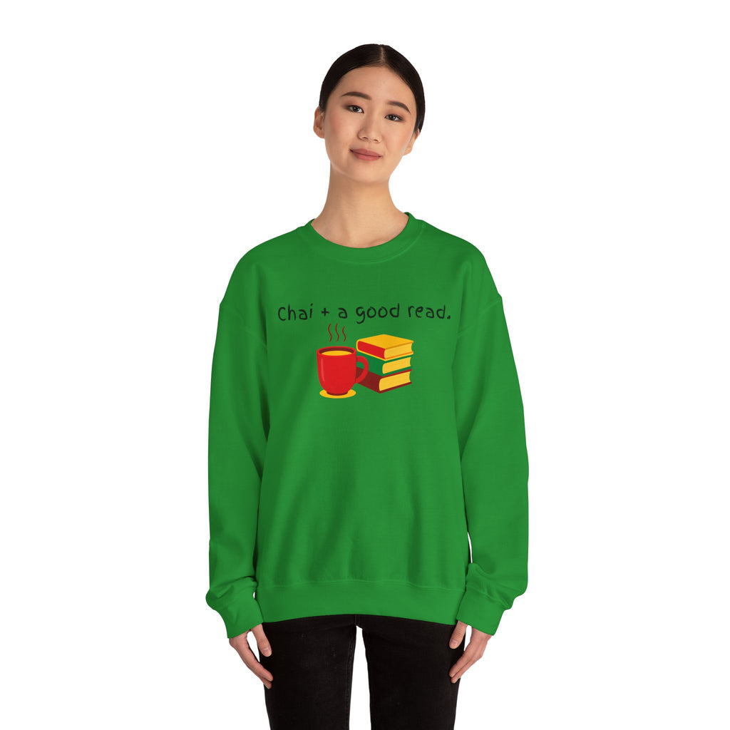 Cozy Reading Sweatshirt — "Chai + a Good Read" Crewneck