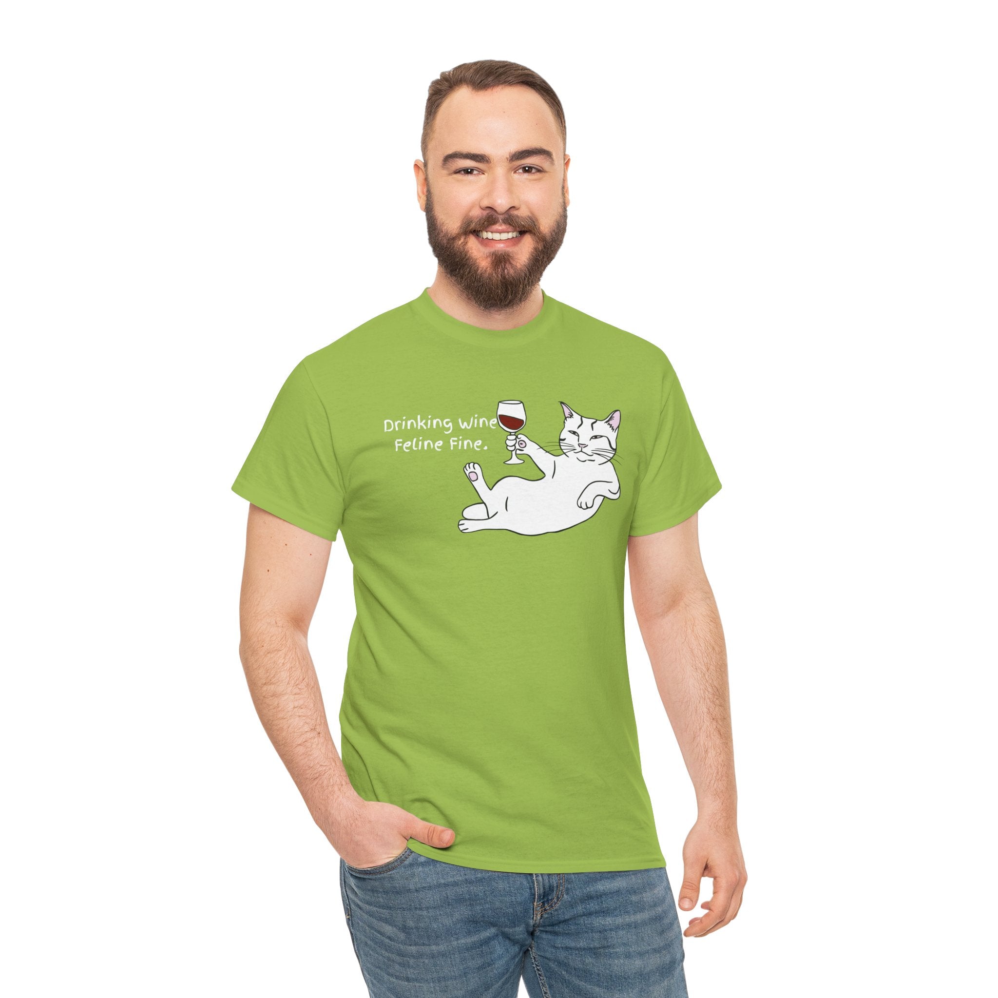 Drinking Wine, Feline Fine Cat Tee