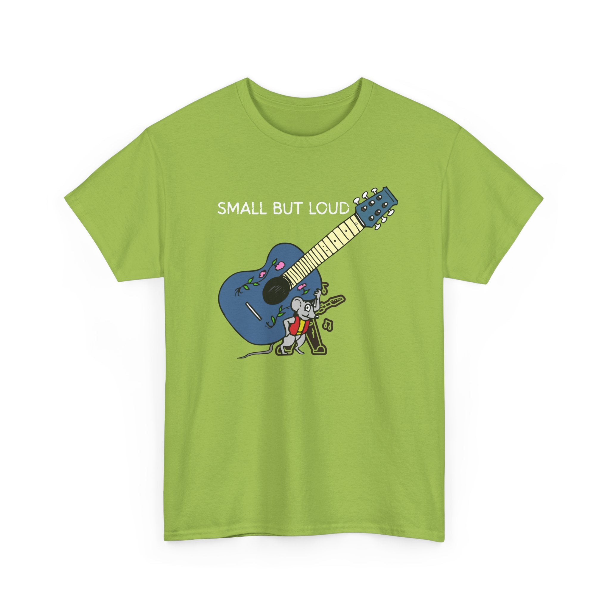 T-Shirt — "Small But Loud" Cute Mouse with Guitar Graphic