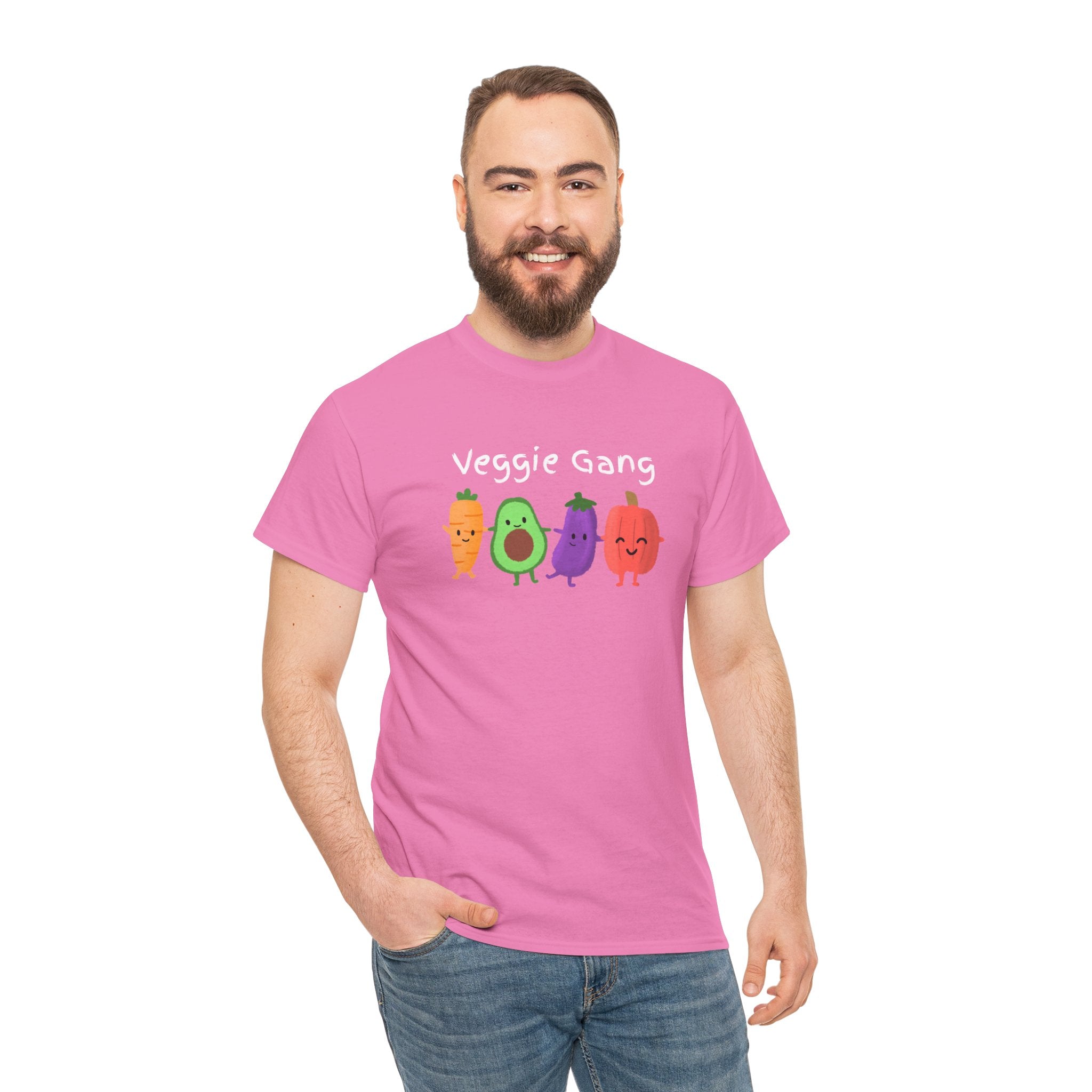Veggie Gang T-Shirt – Cute Cartoon Avocado, Carrot, Eggplant & Pepper Tee