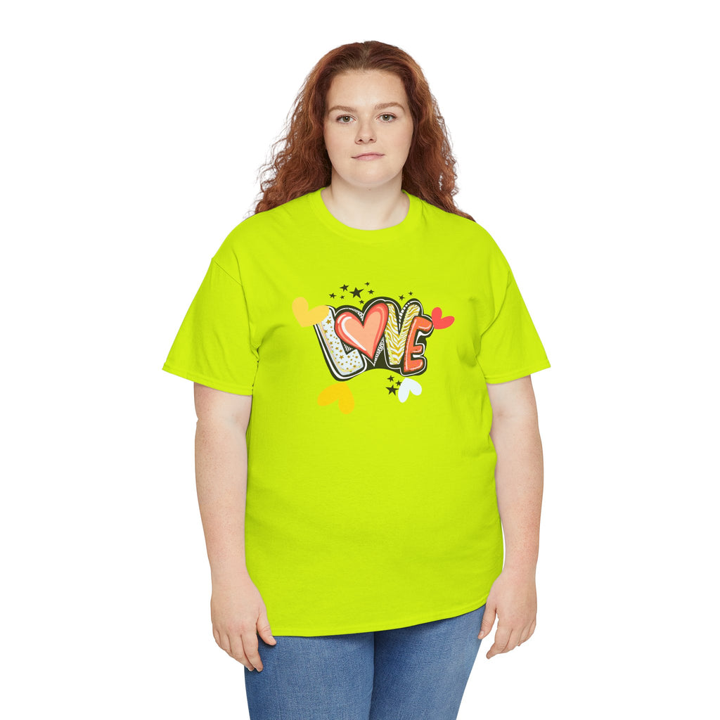 Love Heart Graphic Tee — Retro Doodle "LOVE" Design