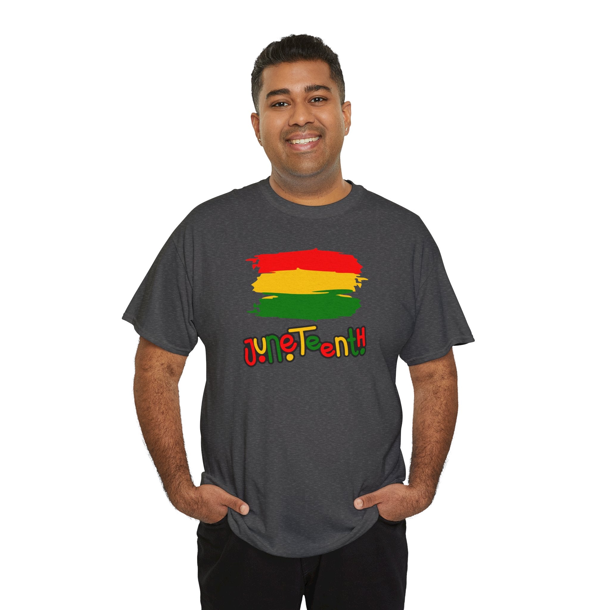 Juneteenth Graphic Tee — Rasta Flag Brushstroke Design