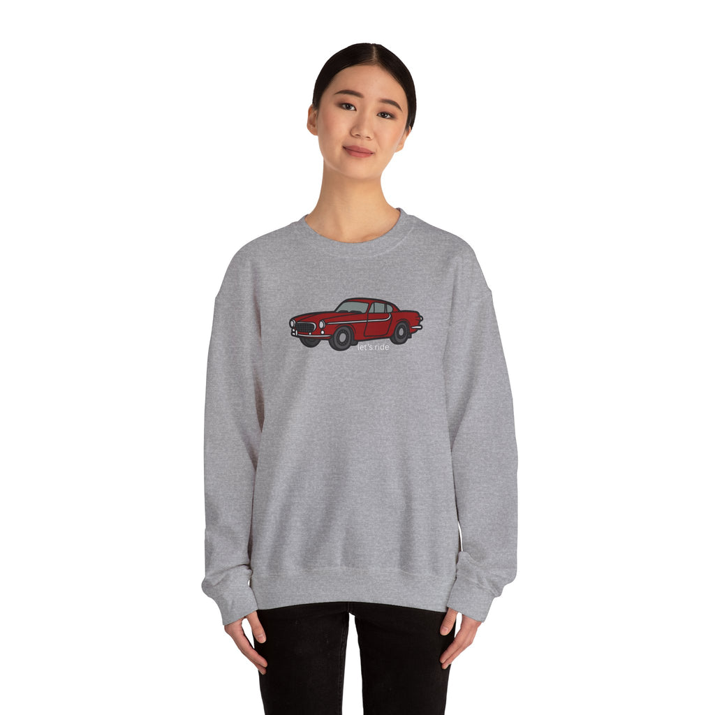 Classic Red Muscle Car Sweatshirt — “let’s ride” Crewneck