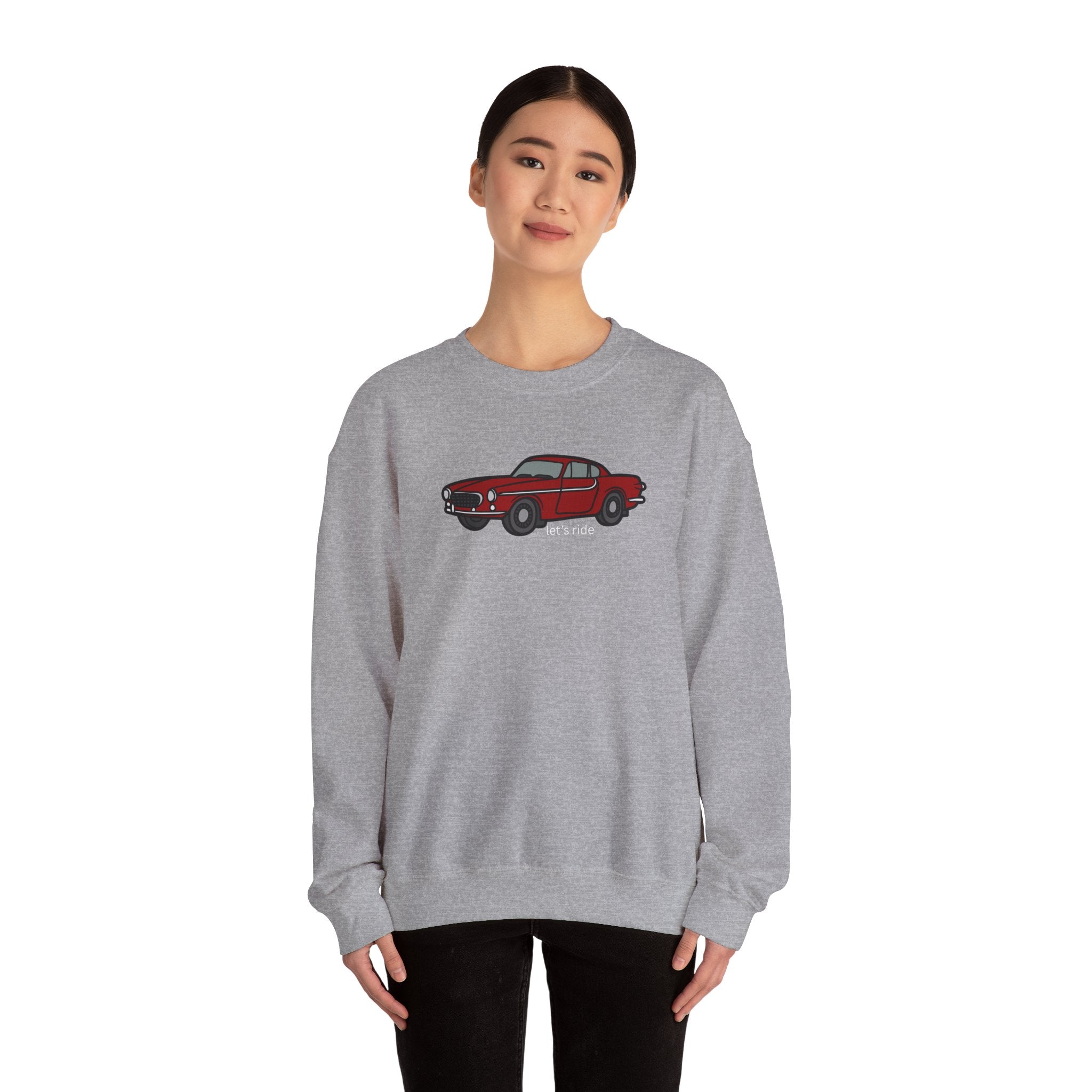 Classic Red Muscle Car Sweatshirt — “let’s ride” Crewneck